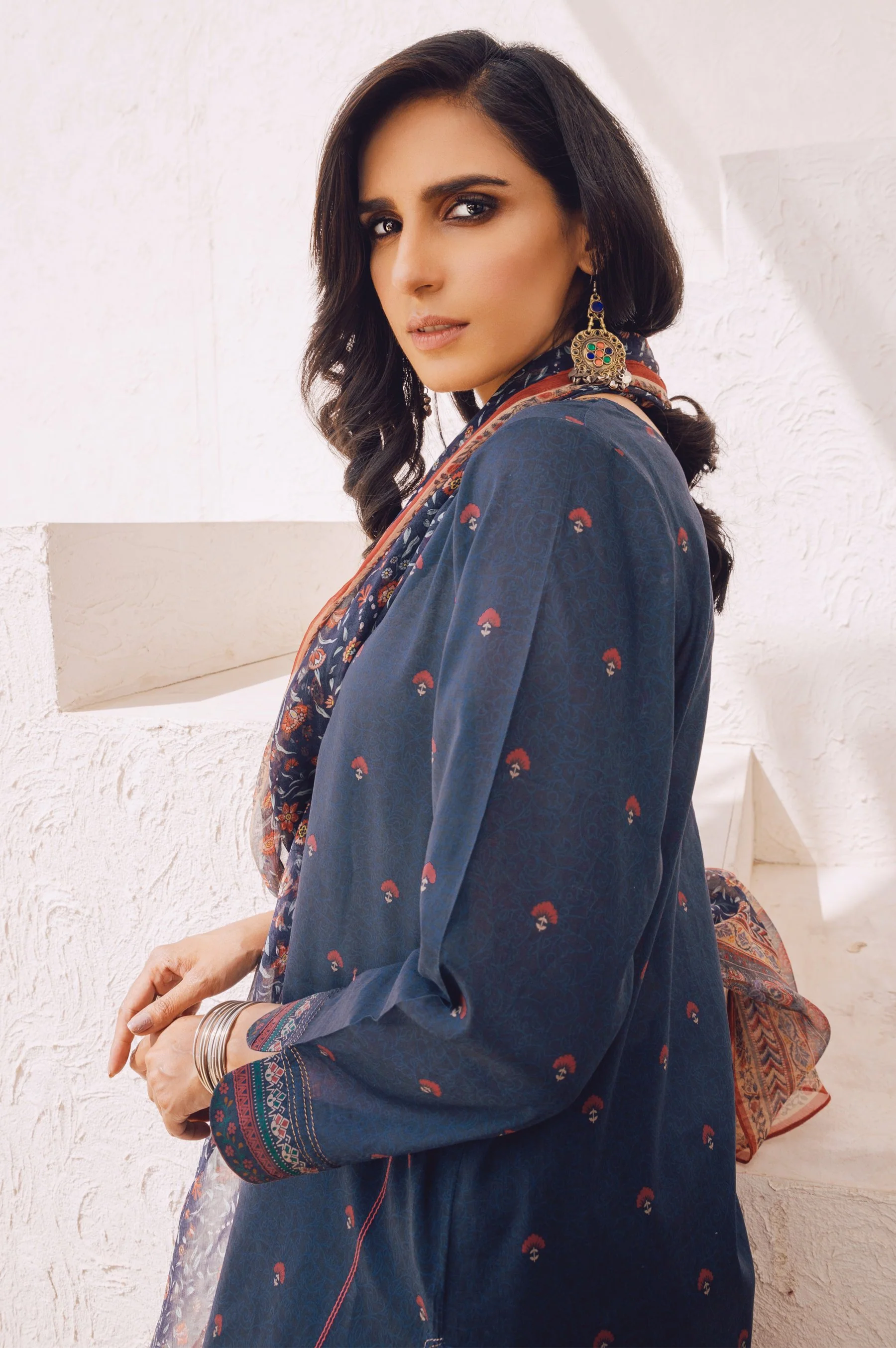 Stitched 3 Piece Embroidered Lawn Suit with Chiffon Dupatta - Image 6