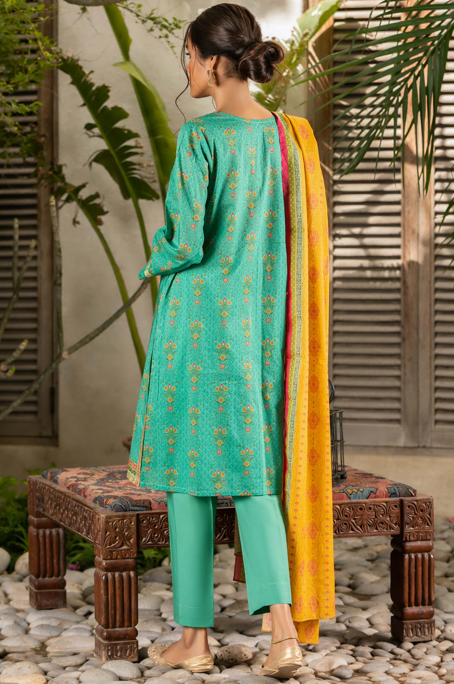 Stitched 3 Piece Embroidered Lawn Suit - Image 3