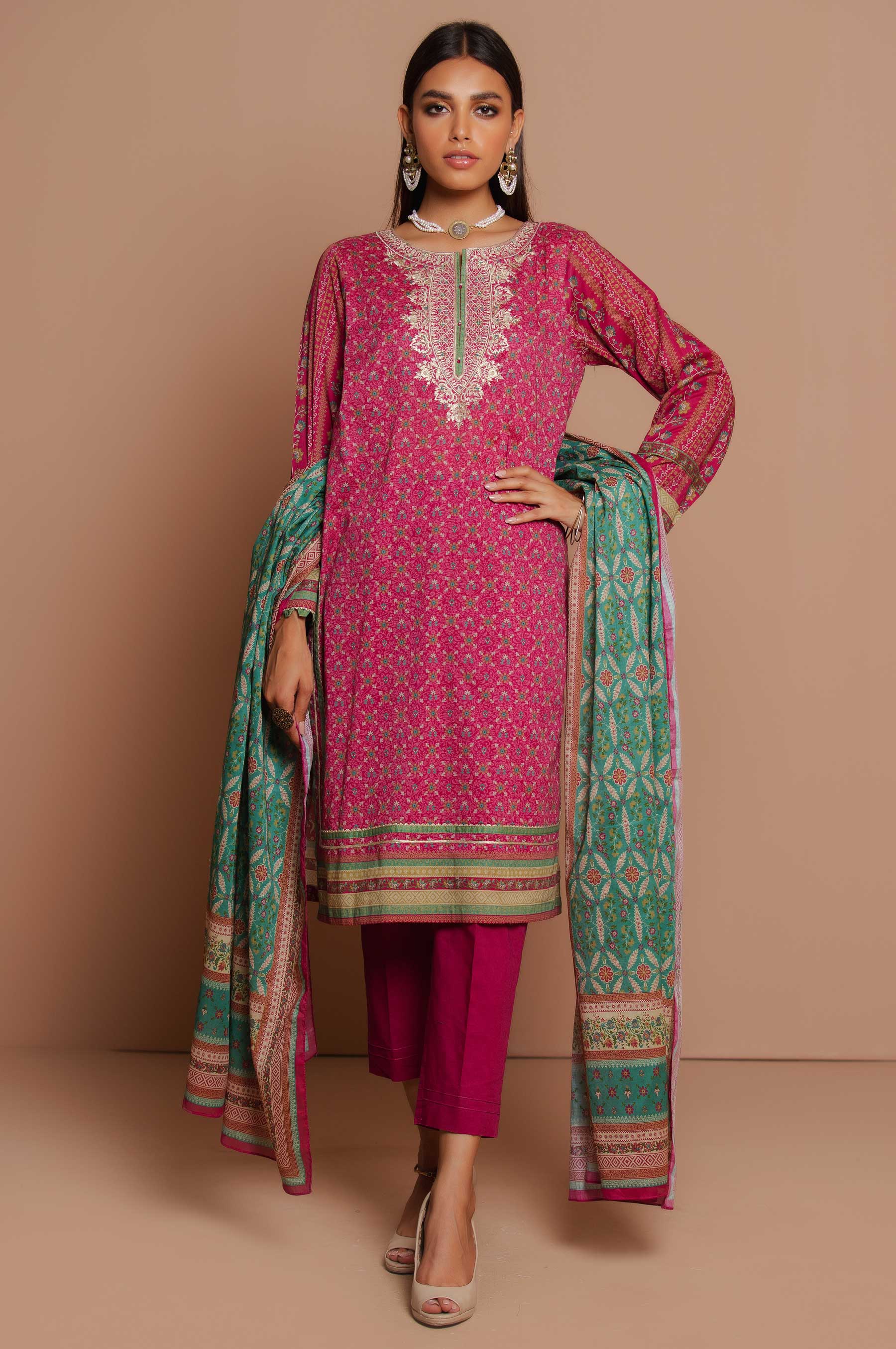 Stitched 3 Piece Embroidered Lawn Suit