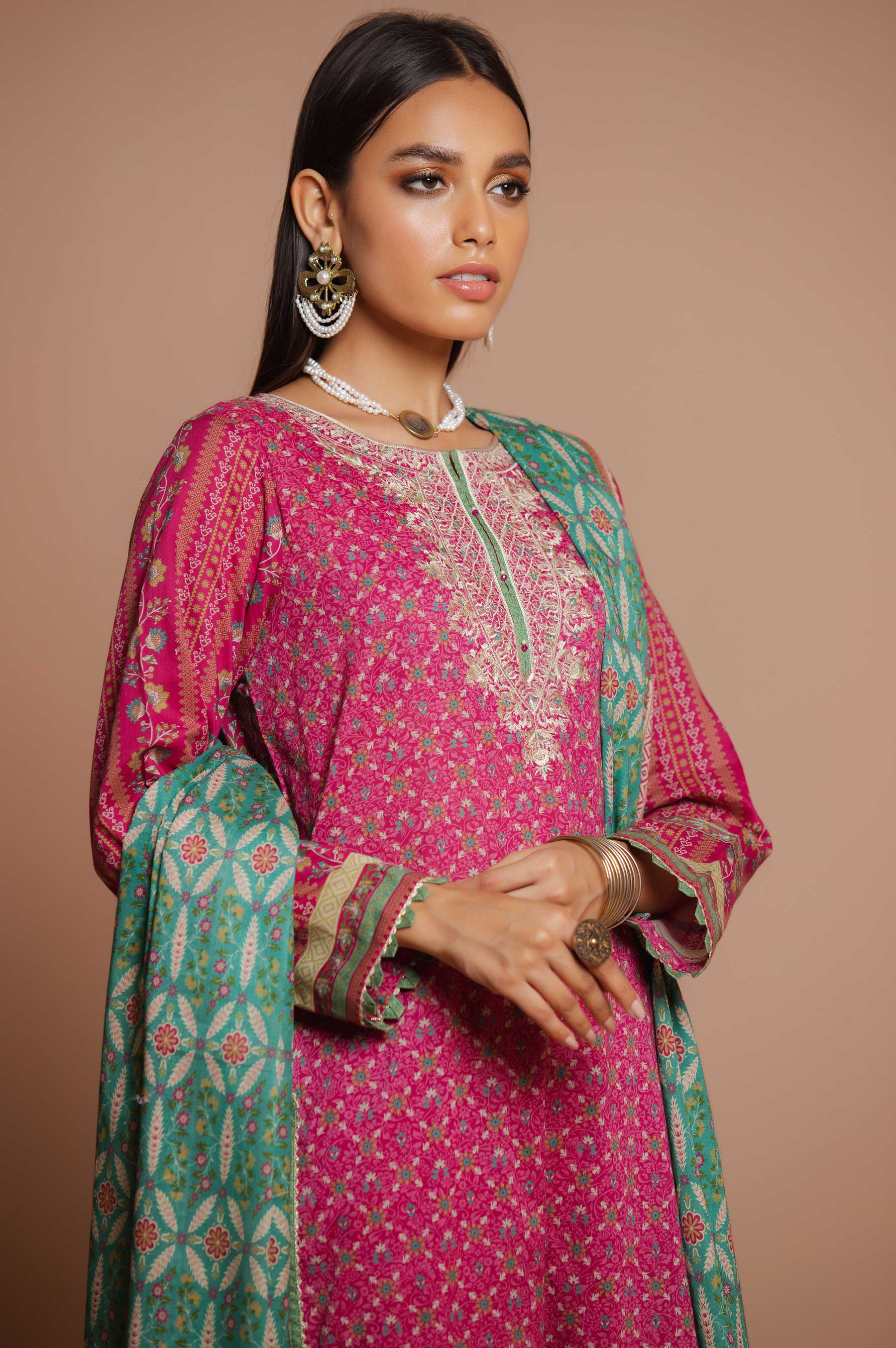 Stitched 3 Piece Embroidered Lawn Suit - Image 4