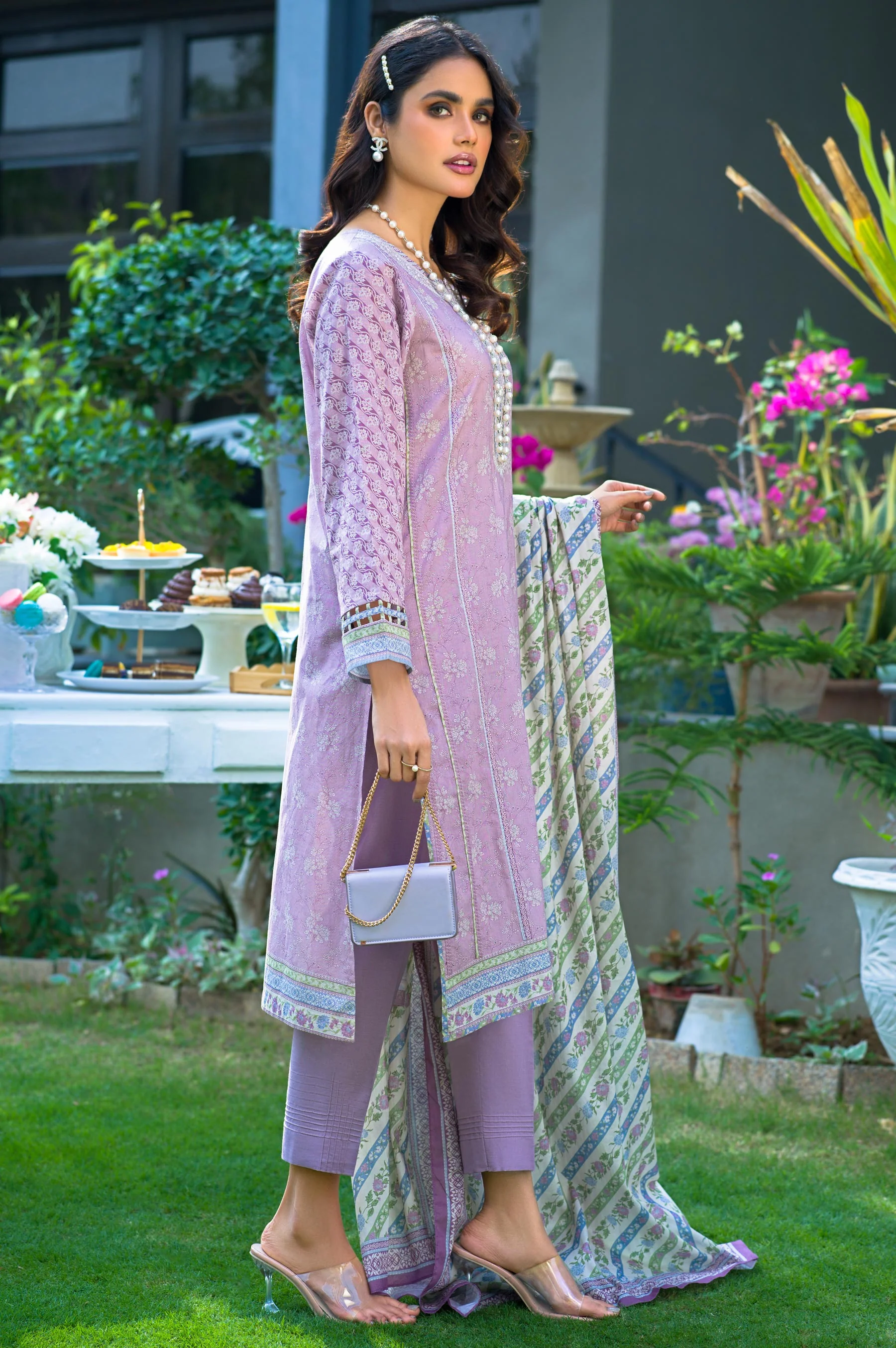 Stitched 3 Piece Embroidered Lawn Suit - Image 3