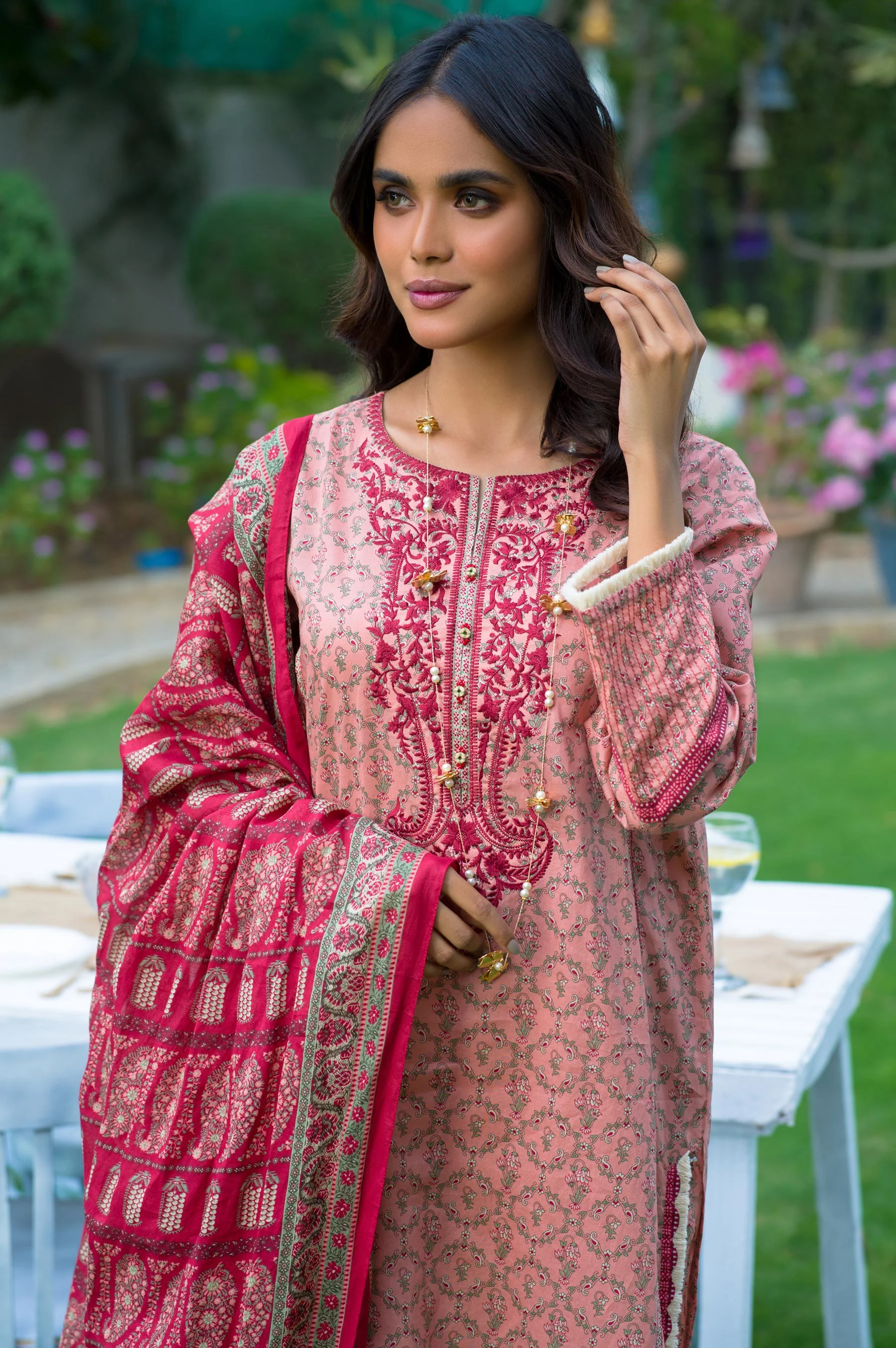 Stitched 3 Piece Embroidered Lawn Suit - Image 6