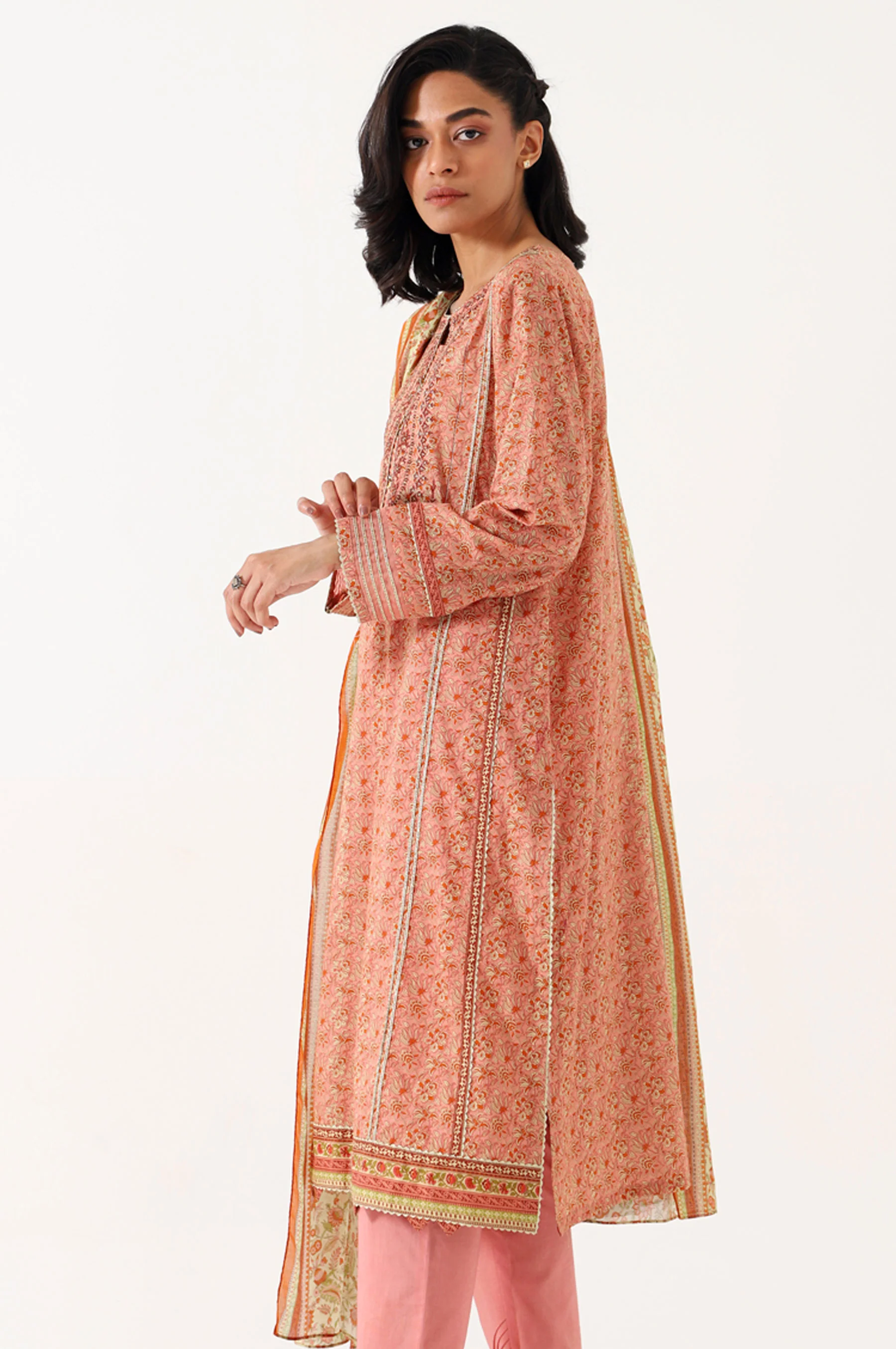 Stitched 3 Piece Embroidered Lawn Suit - Image 4