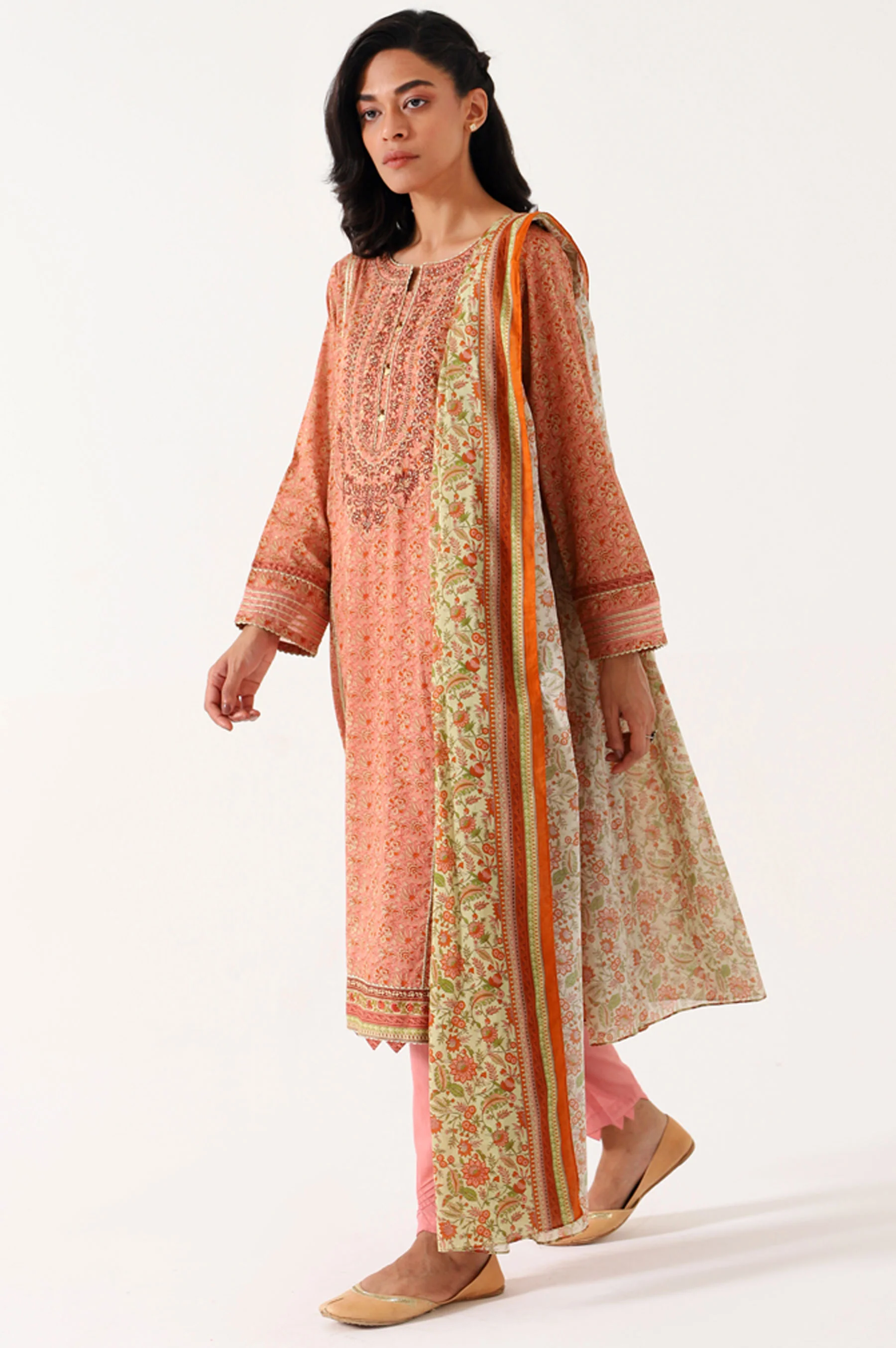 Stitched 3 Piece Embroidered Lawn Suit - Image 6