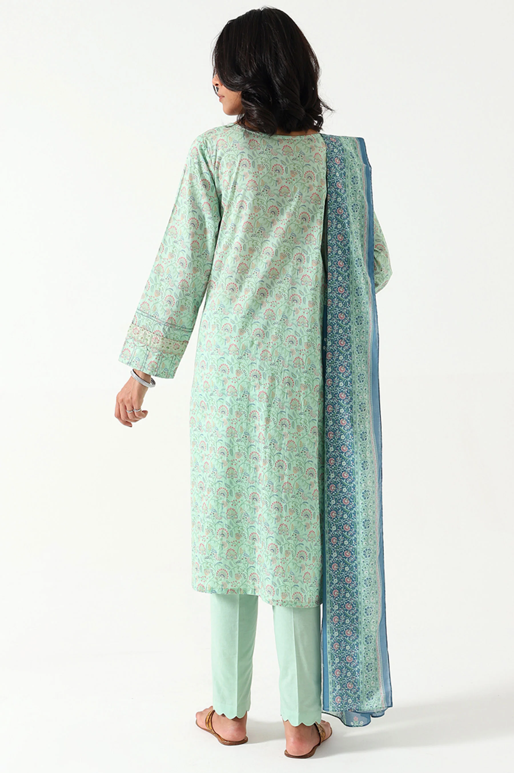 Stitched 3 Piece Embroidered Lawn Suit - Image 2