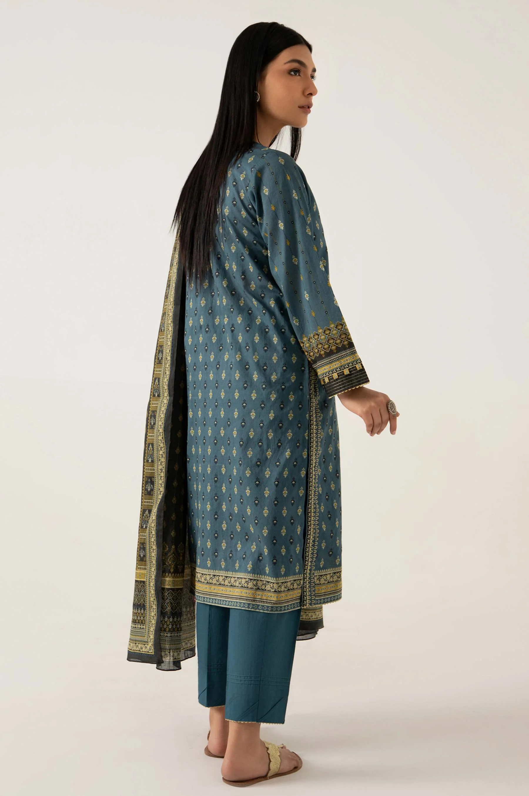 Stitched 3 Piece Embroidered Lawn Suit - Image 2