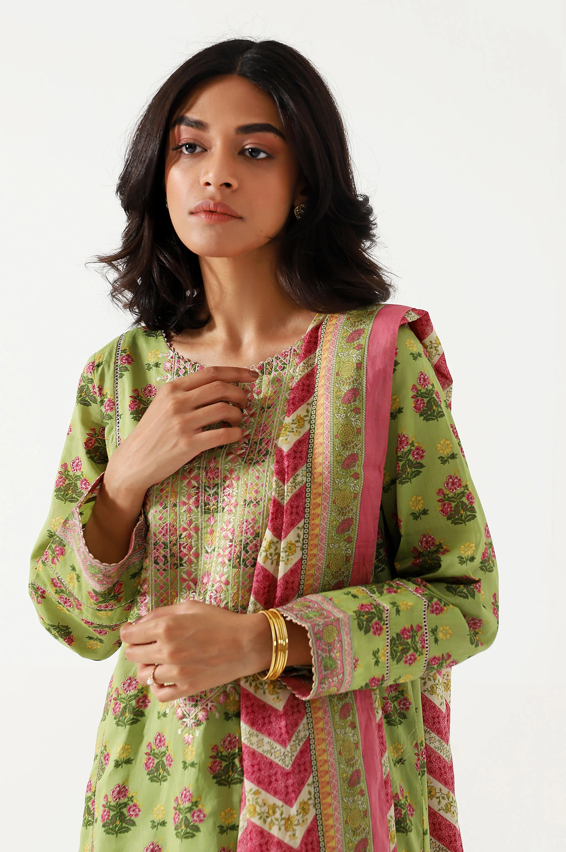 Stitched 3 Piece Embroidered Lawn Suit - Image 3