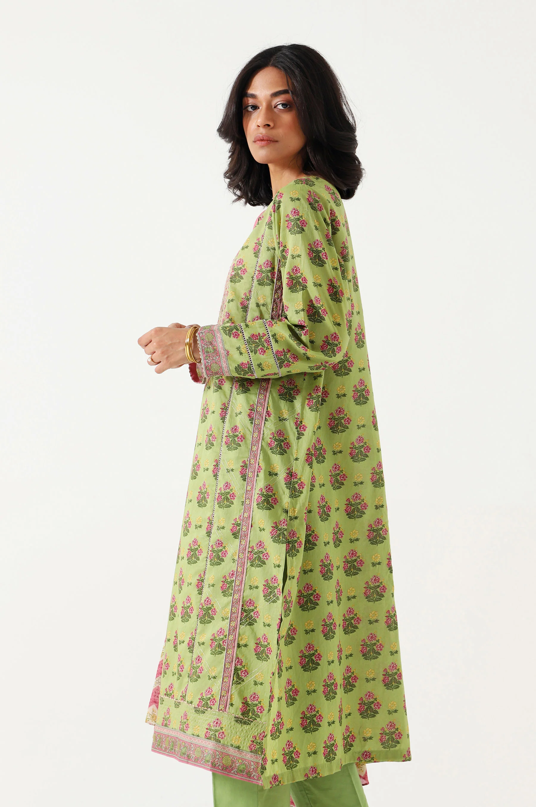 Stitched 3 Piece Embroidered Lawn Suit - Image 5