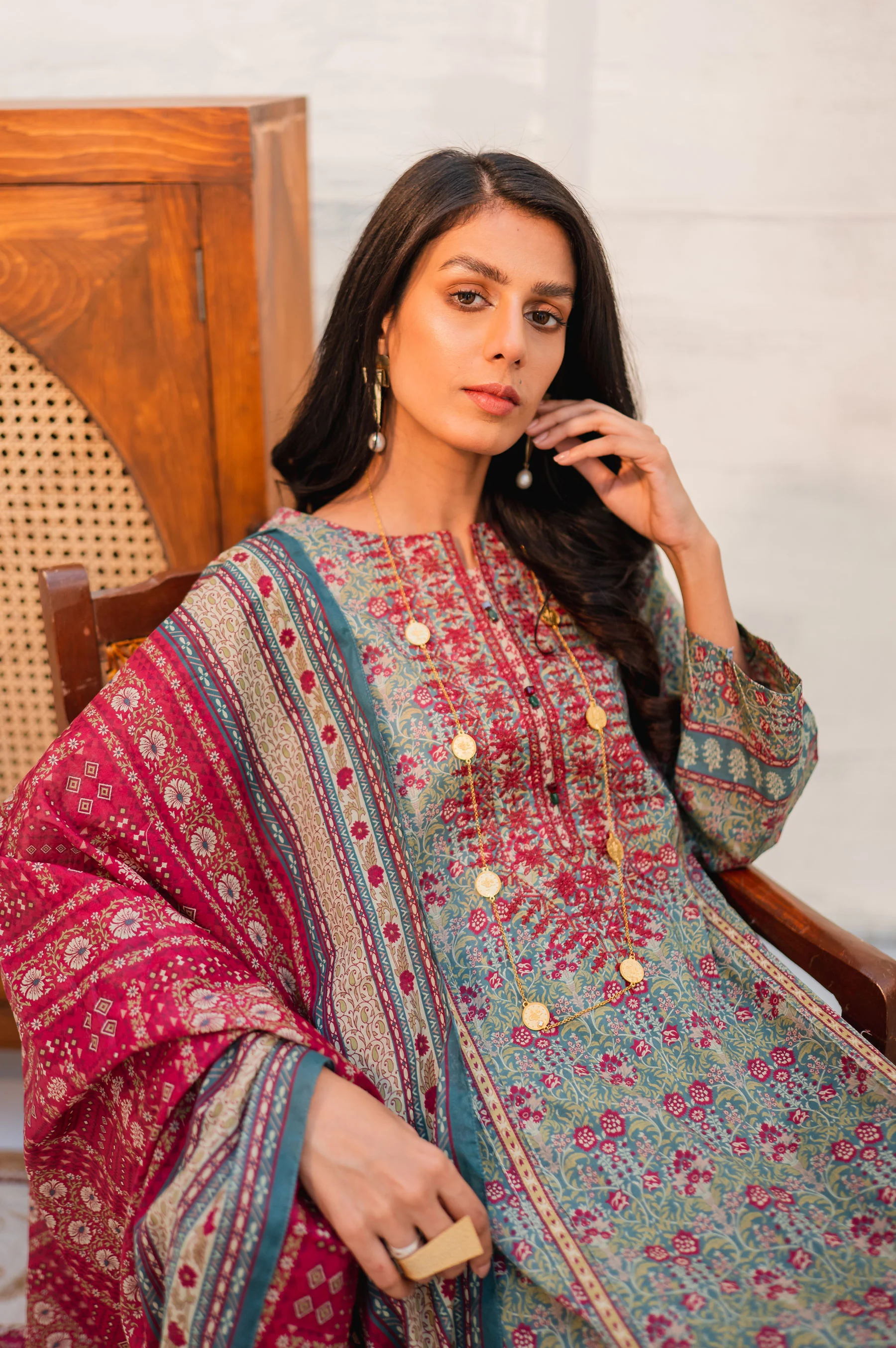 Stitched 3 Piece Embroidered Lawn with Cotton Net Suit - Image 6