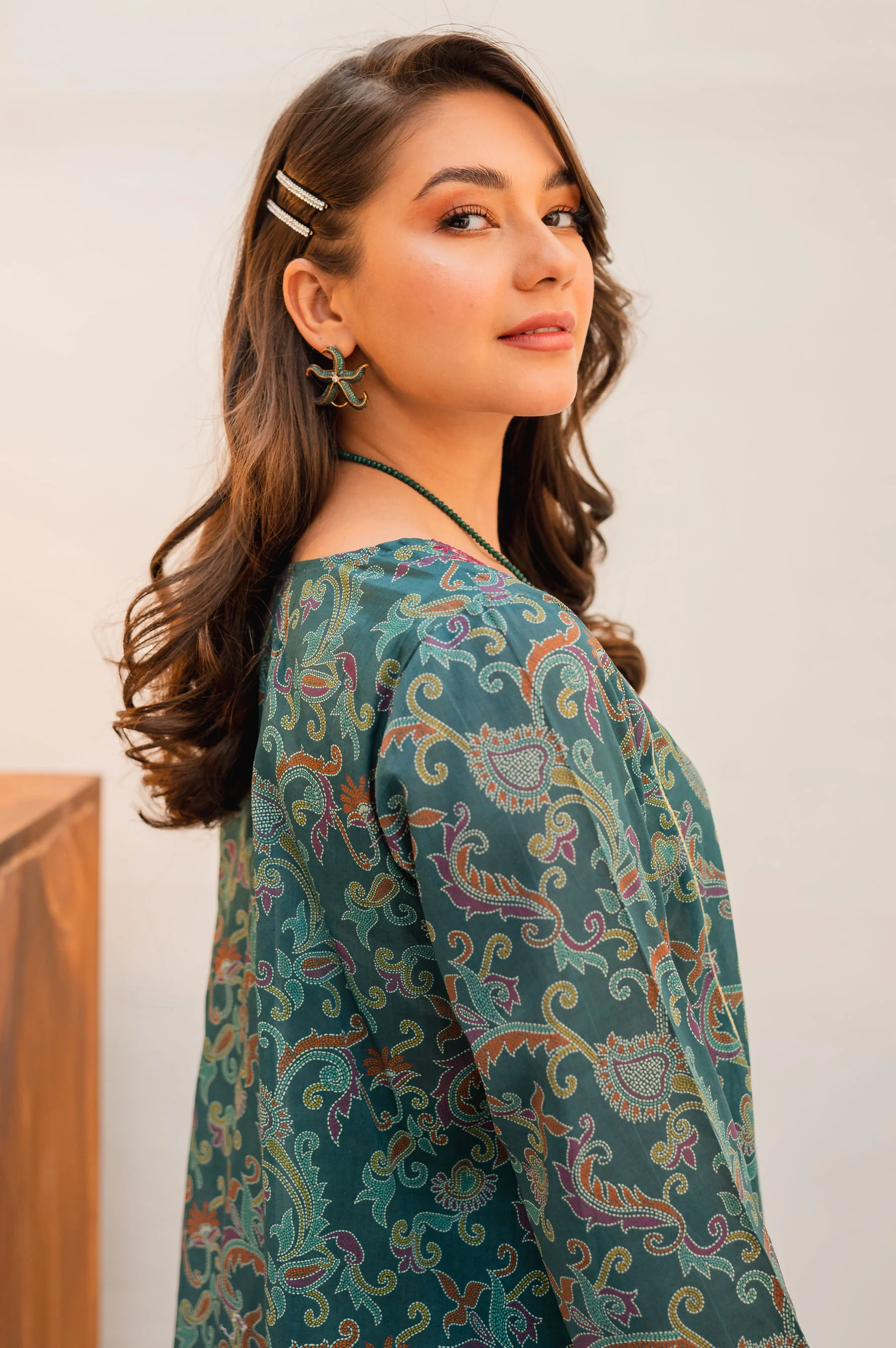 Stitched 3 Piece Embroidered Lawn with Chiffon Suit - Image 5