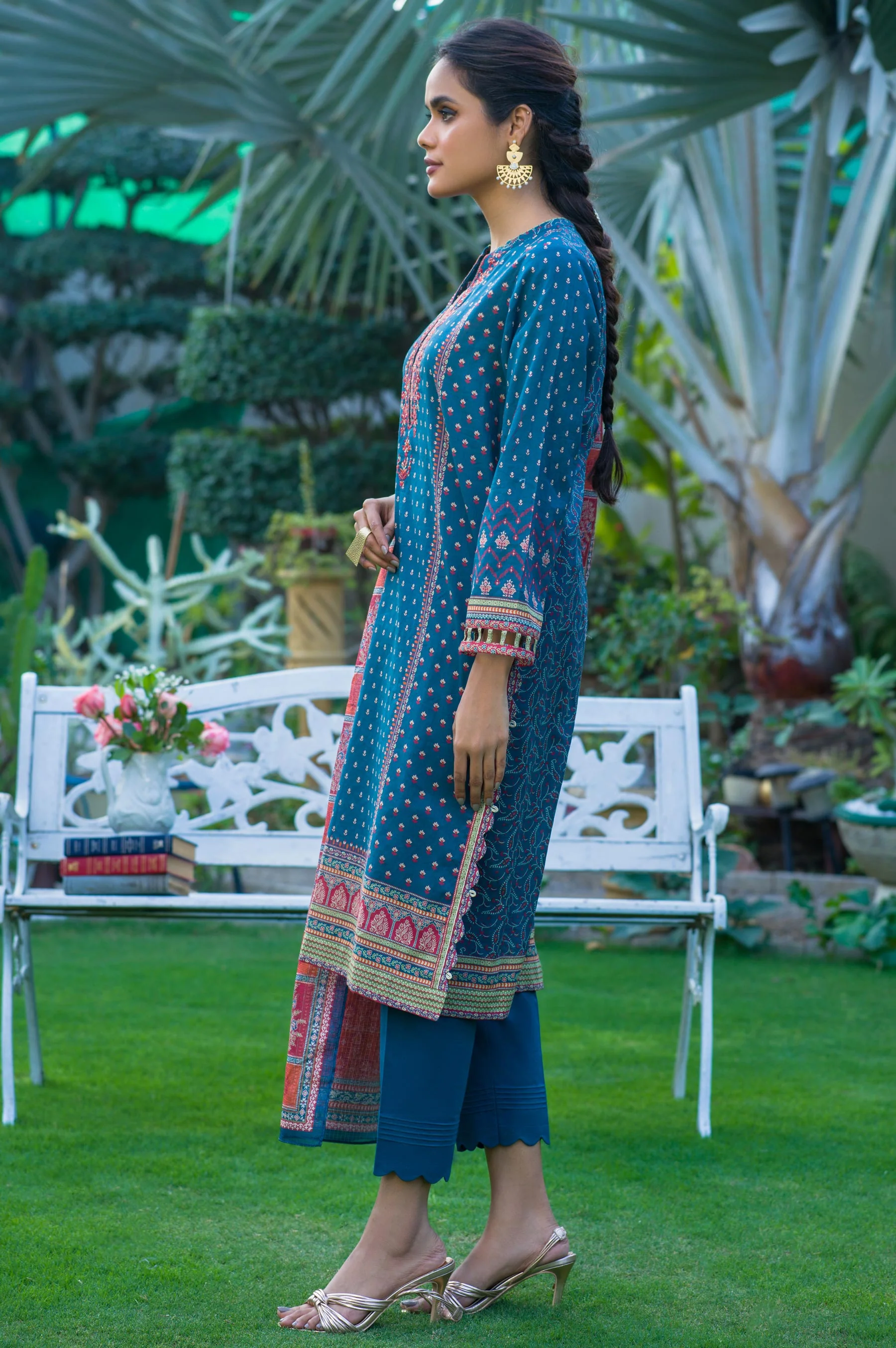 Stitched 3 Piece Embroidered Lawn with Kotta Cotton Suit - Image 2