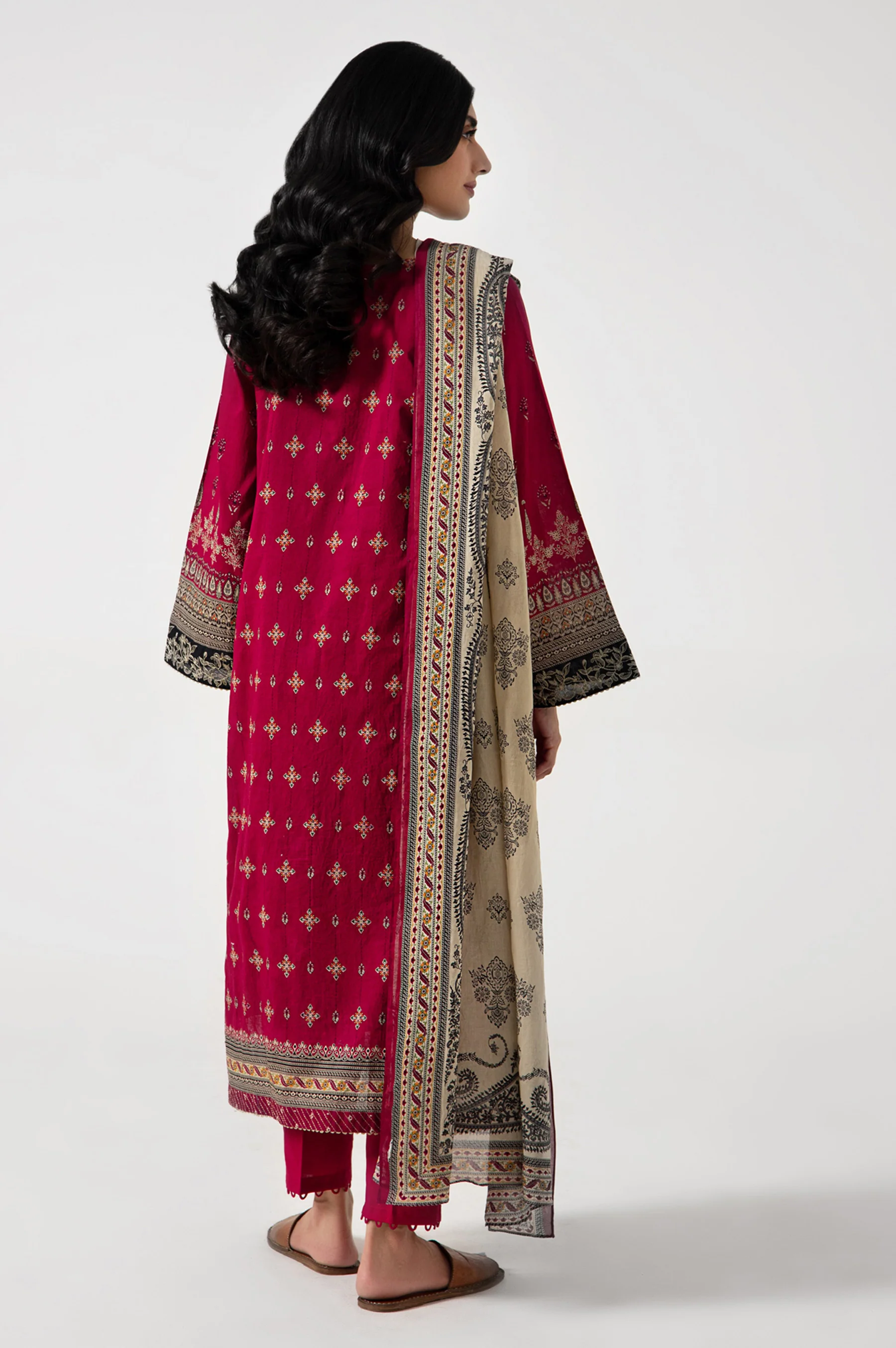 Stitched 3 Piece Embroidered Lawn Suit - Image 4