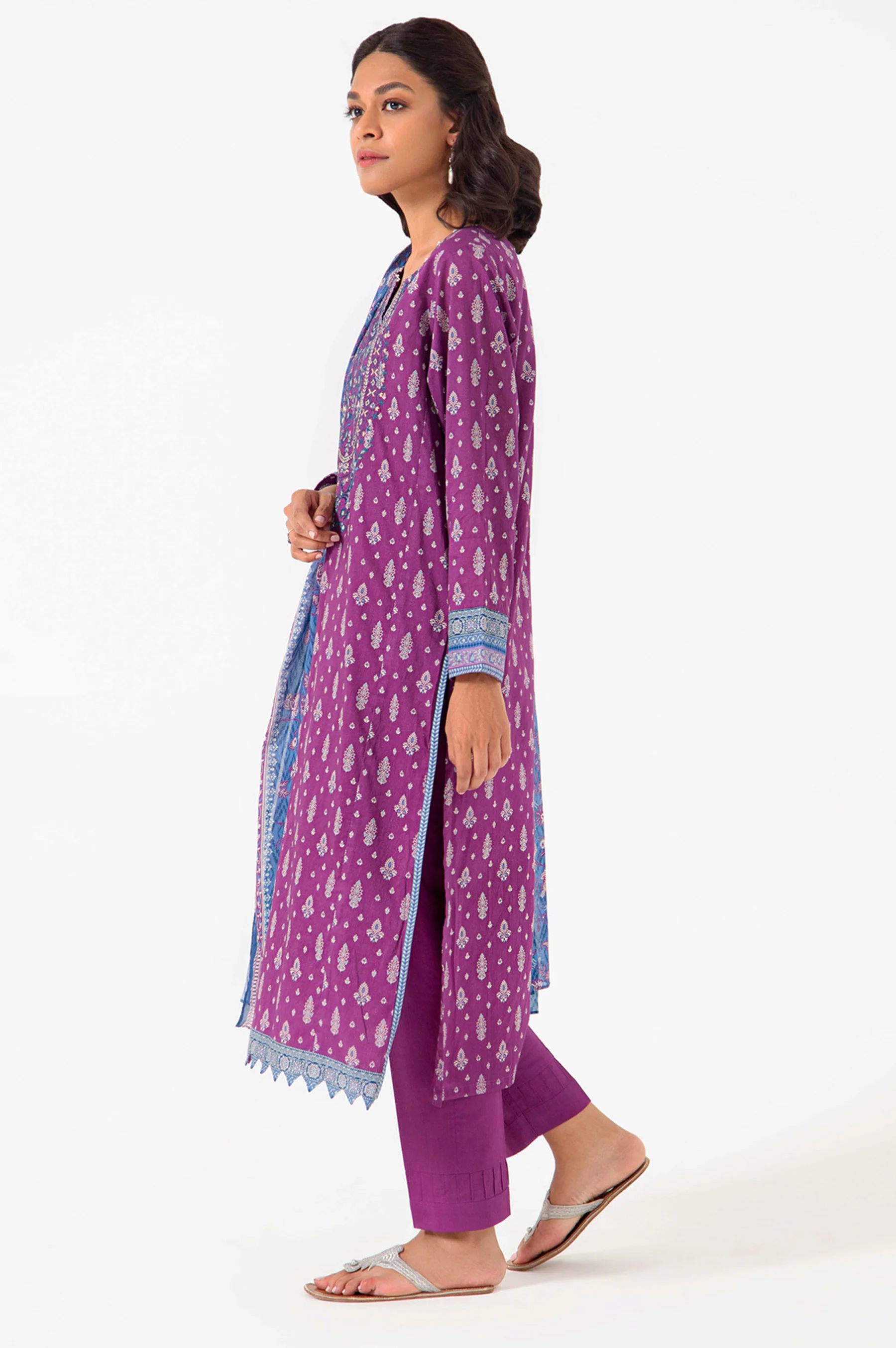 Stitched 3 Piece Embroidered Lawn Suit - Image 4