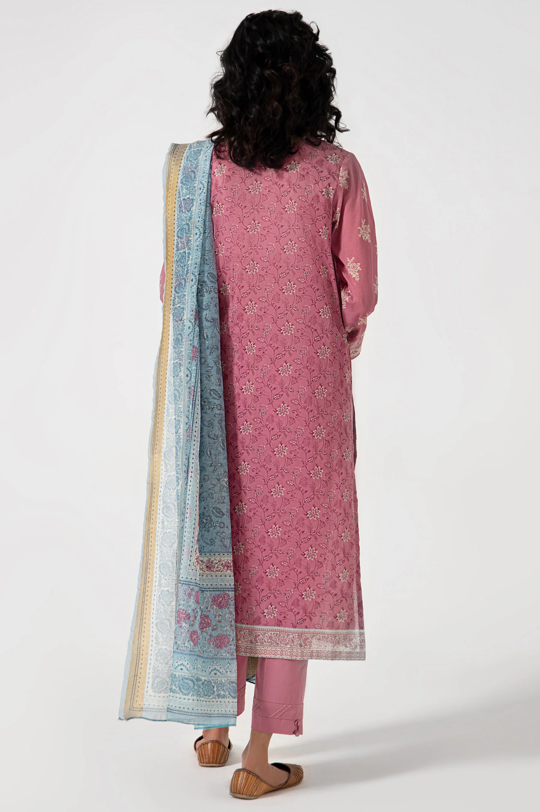 Stitched 3 Piece Embroidered Lawn with Zari Stripes Suit - Image 2