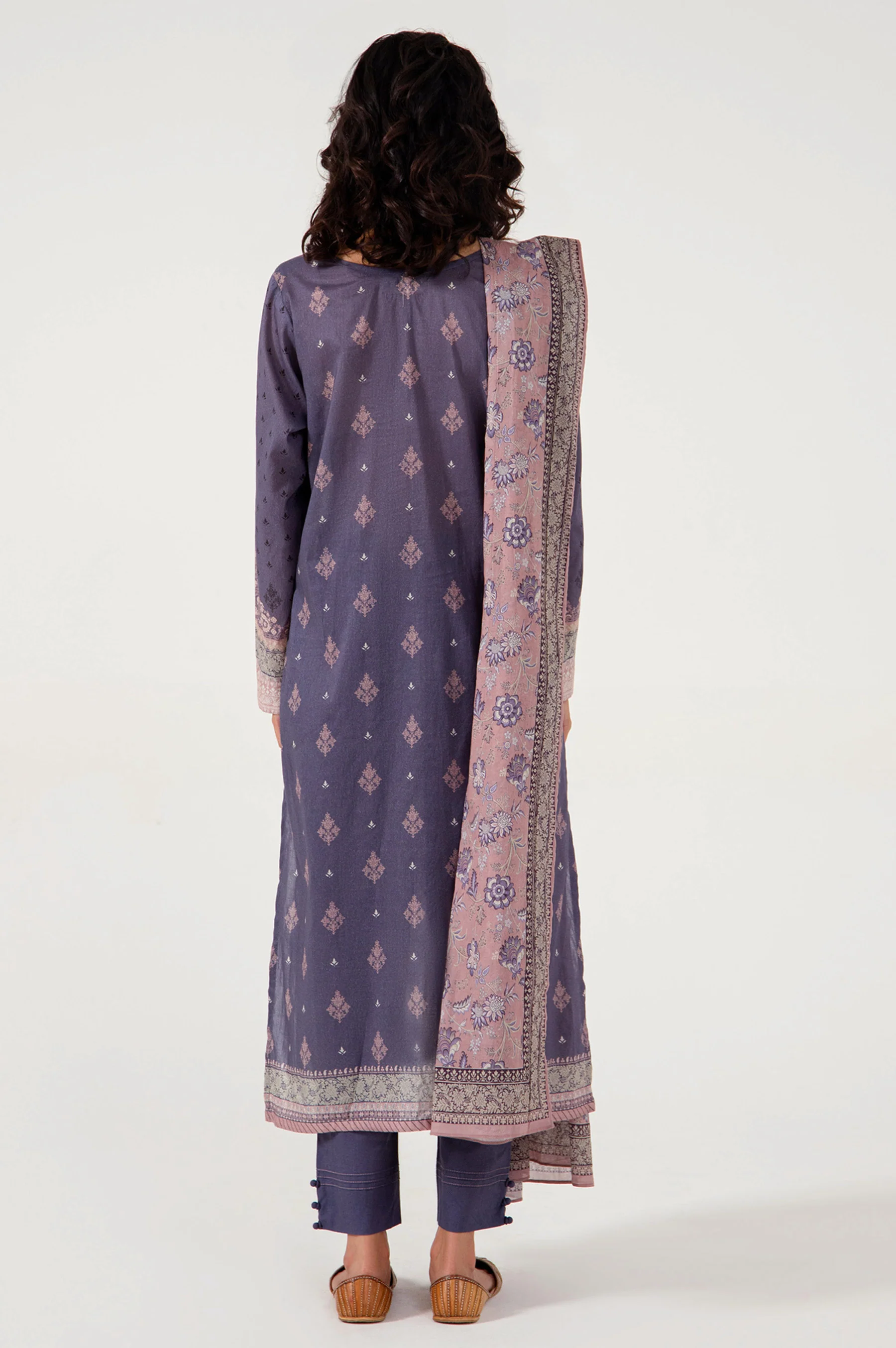 Stitched 3 Piece Embroidered Lawn with Cotton Net Suit - Image 3