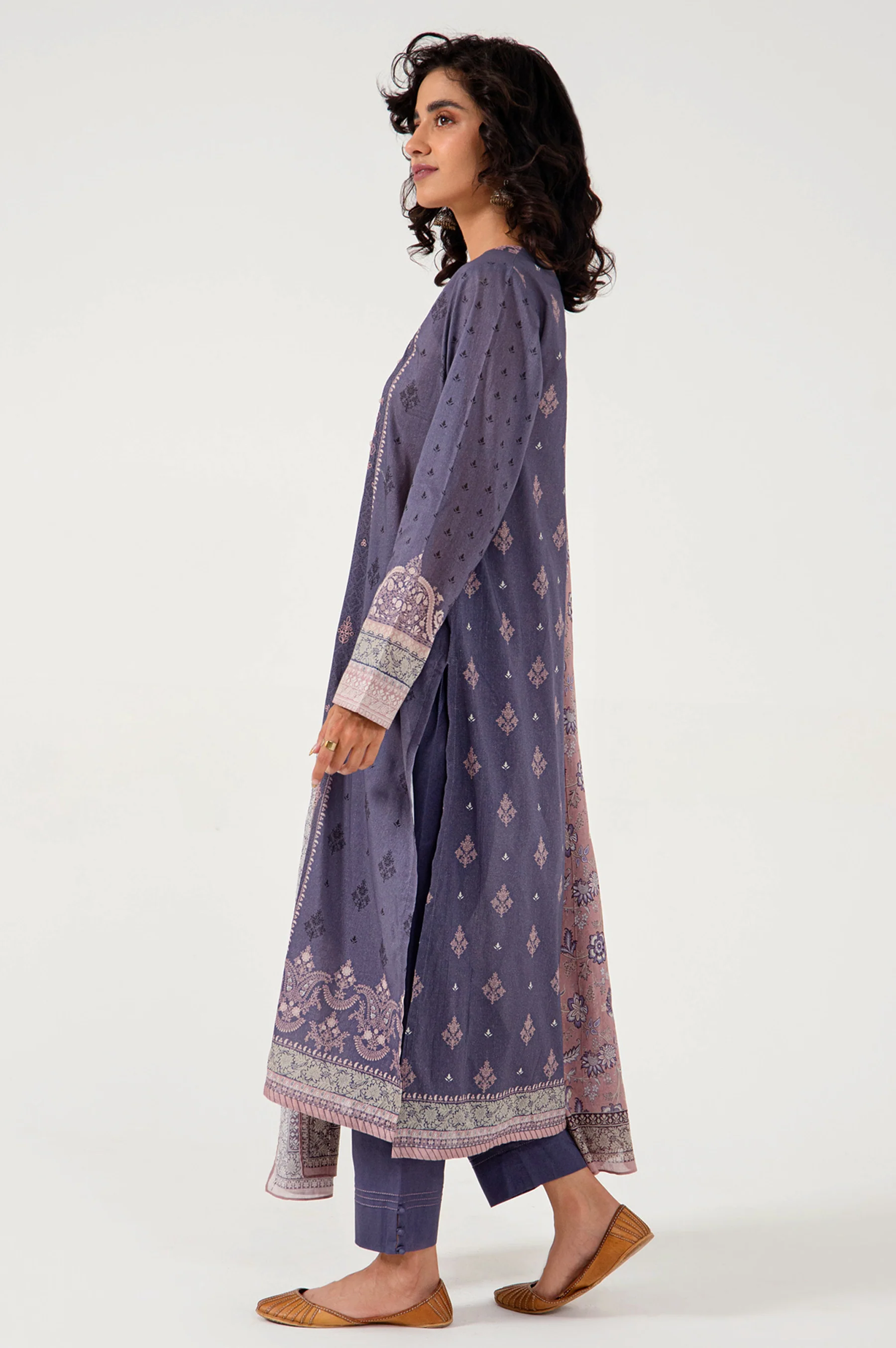 Stitched 3 Piece Embroidered Lawn with Cotton Net Suit - Image 4