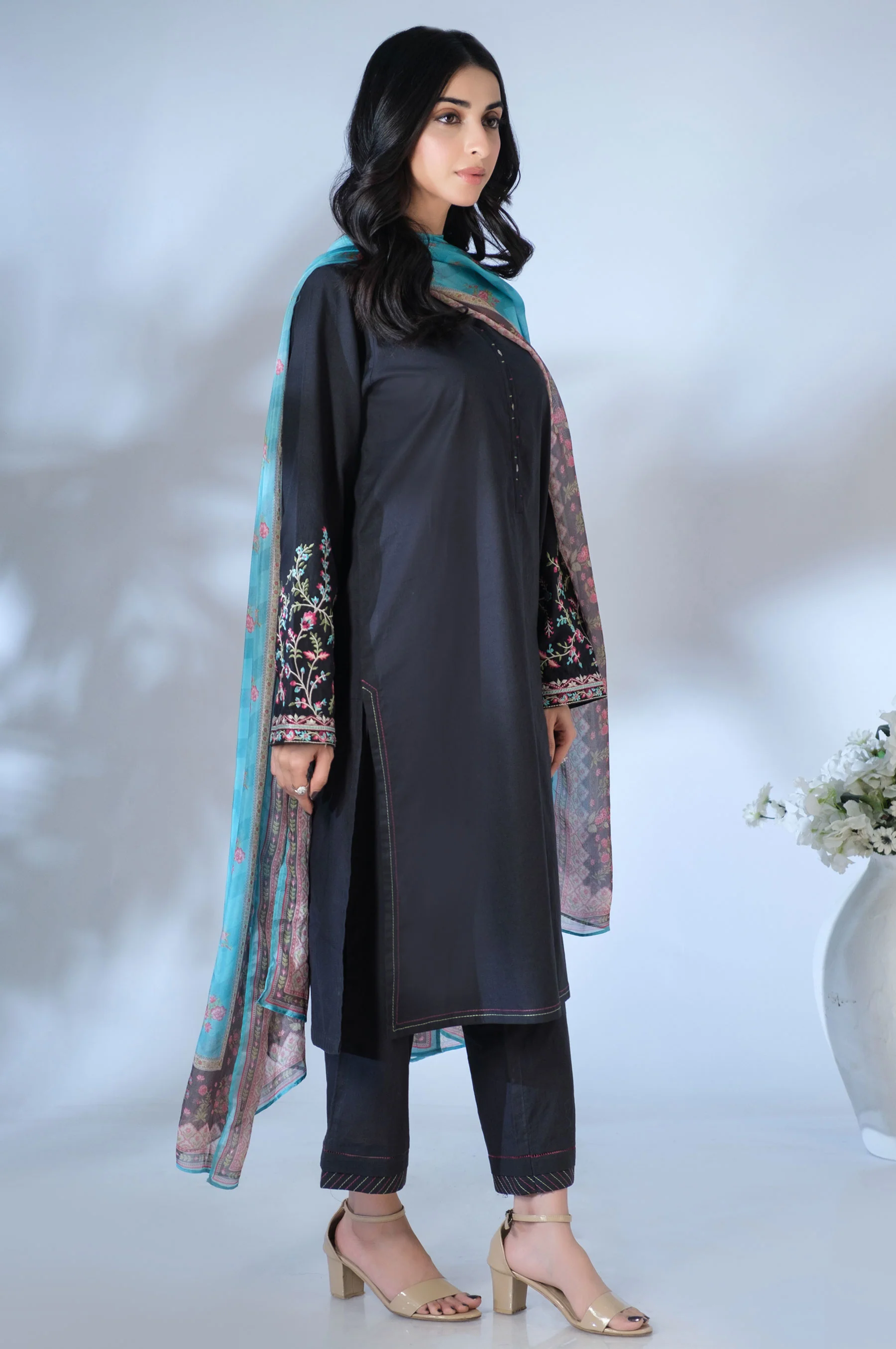 Stitched 3 Piece Embroidered Cambric Suit - Image 6