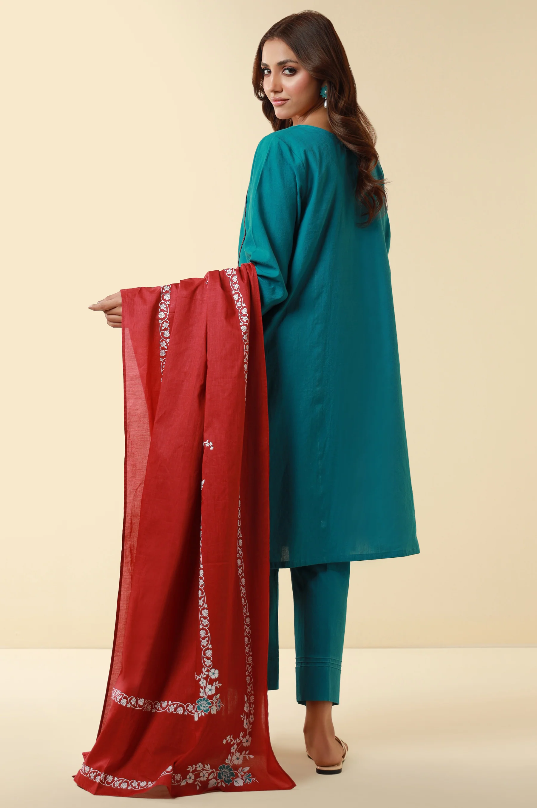 Stitched 3 Piece Embroidered Lawn Suit - Image 3