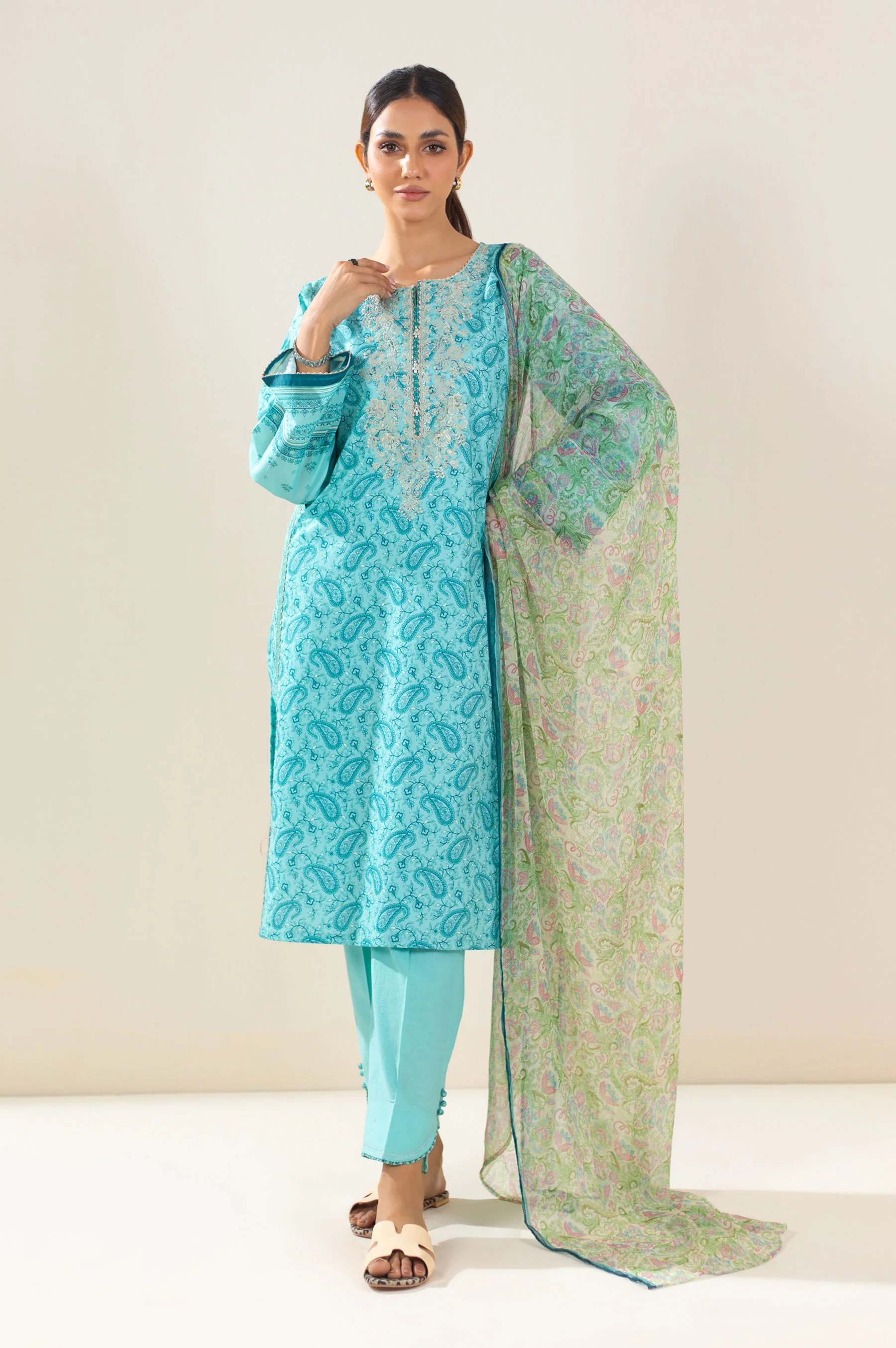Stitched 3 Piece Embroidered Lawn Suit