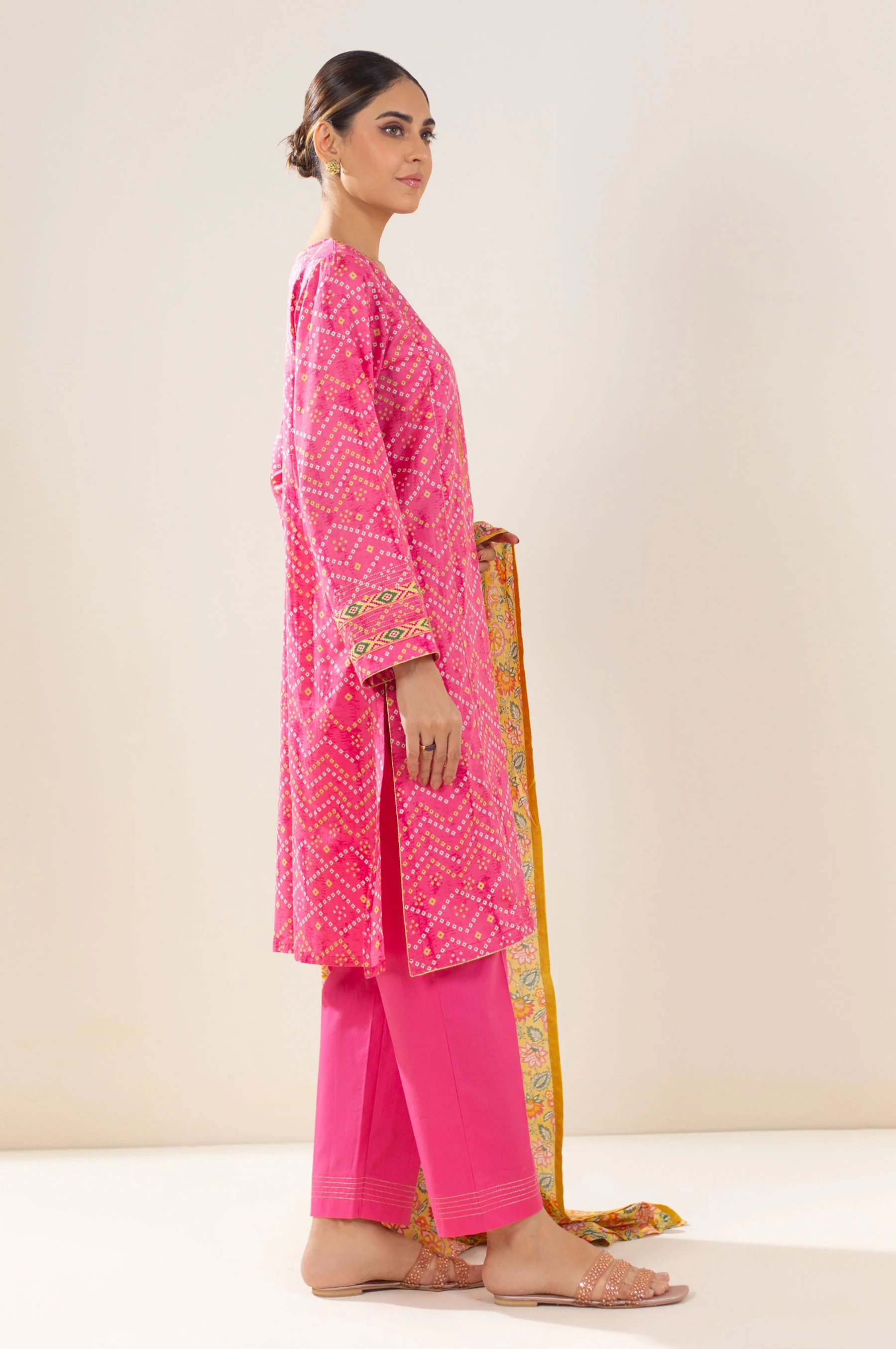 Stitched 3 Piece Embroidered Lawn Suit - Image 5