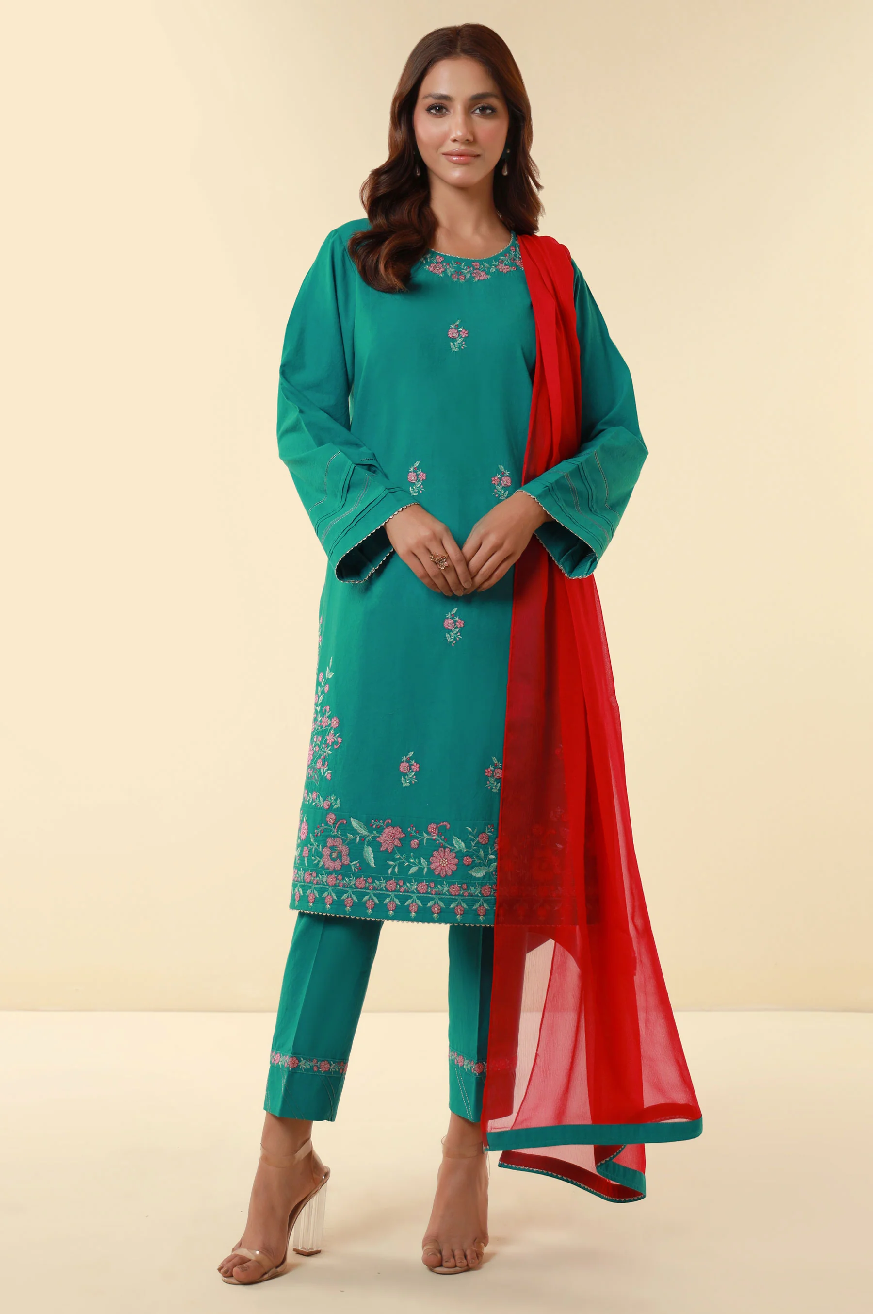 Stitched 3 Piece Embroidered Lawn Suit