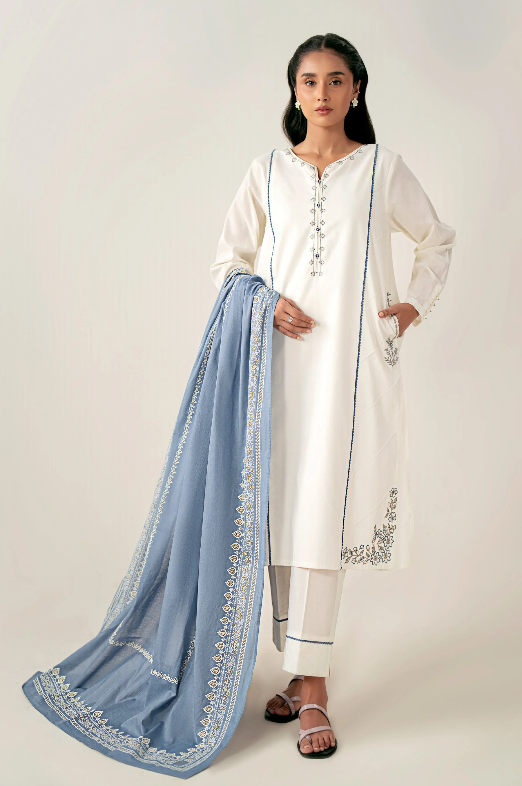 Stitched 3 Piece Embroidered Lawn Suit