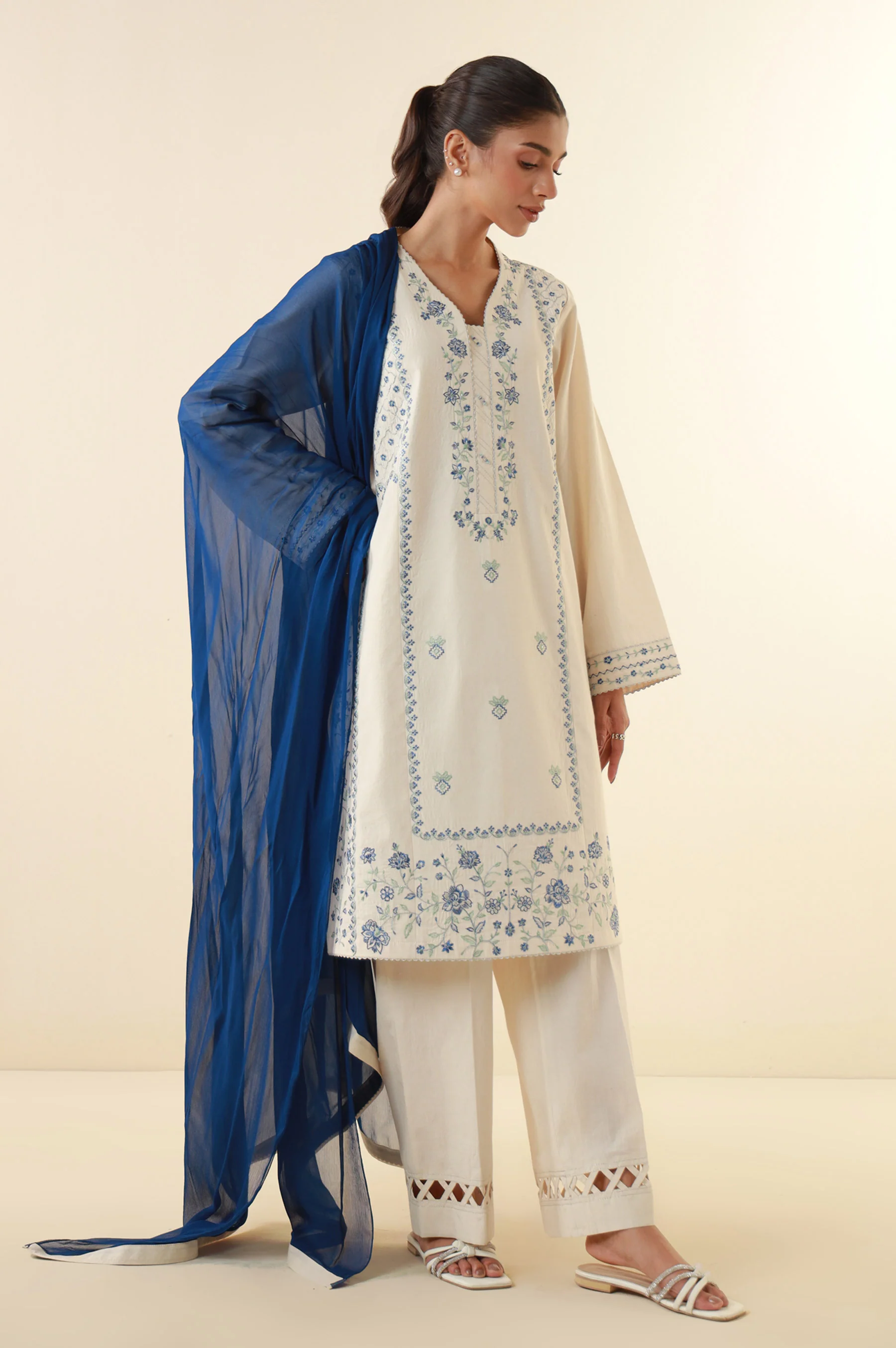 Stitched 3 Piece Embroidered Lawn Suit