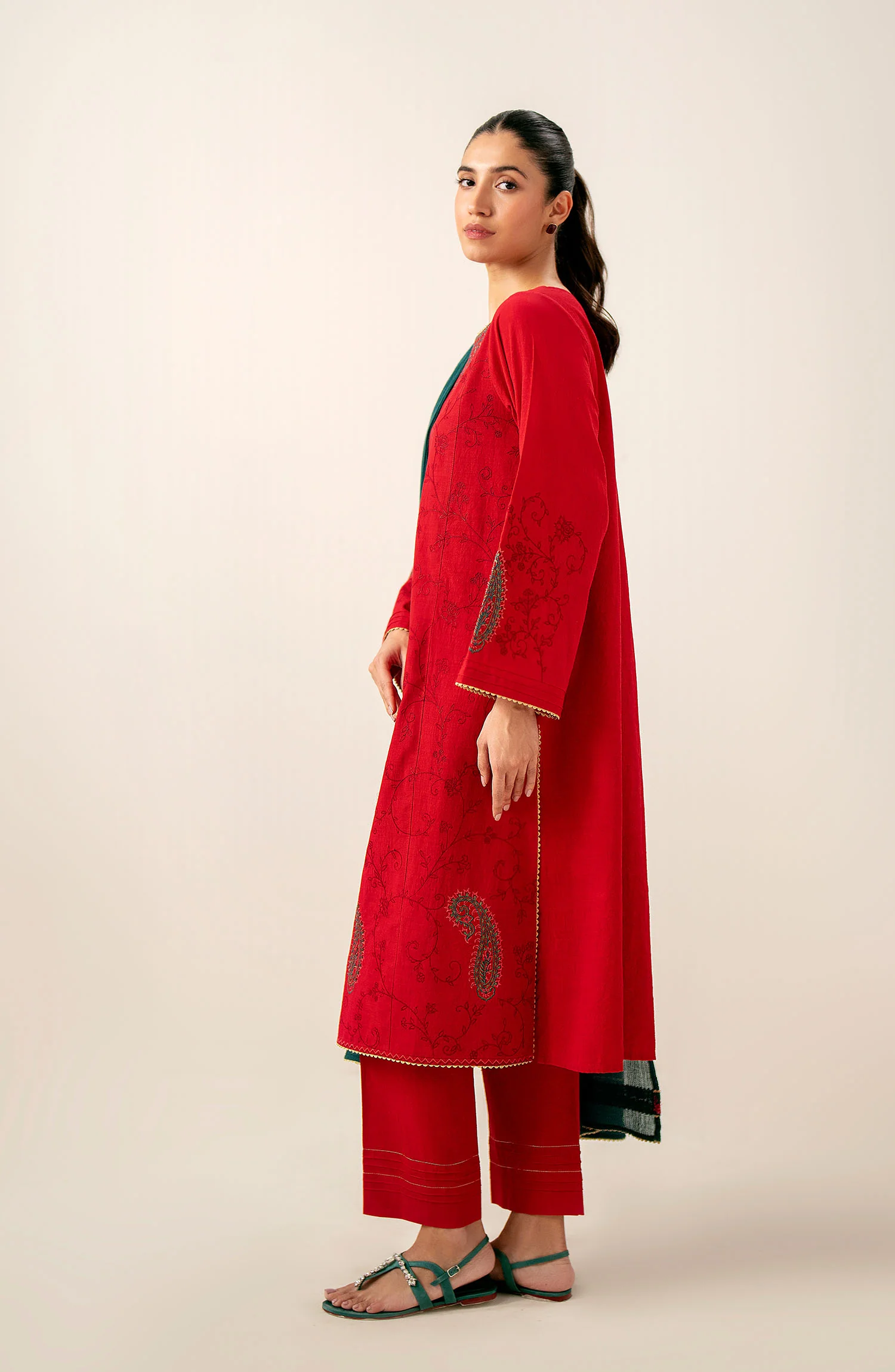 Stitched 3 Piece Embroidered Lawn Suit - Image 3