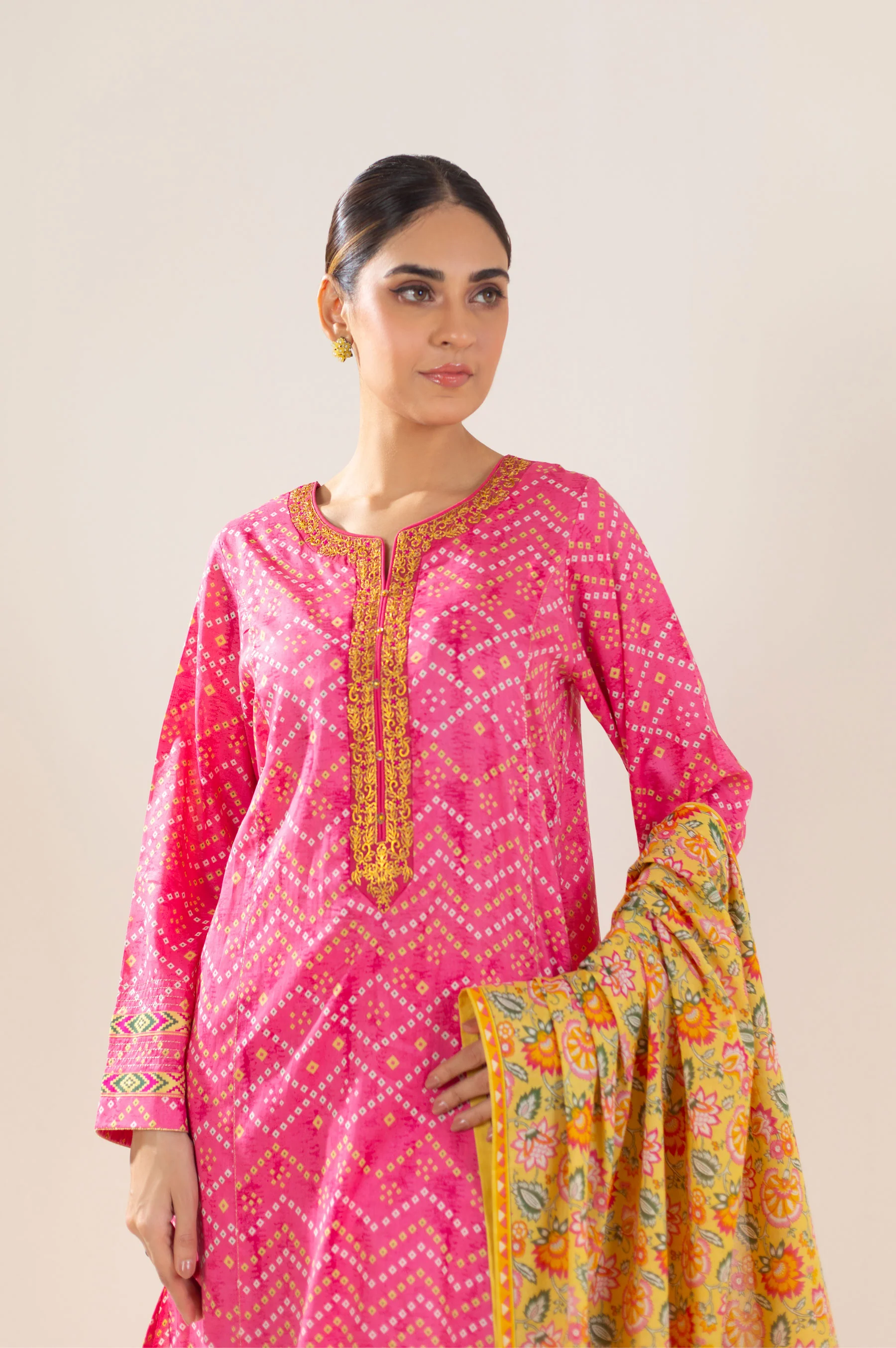 Stitched 3 Piece Embroidered Lawn Suit - Image 3