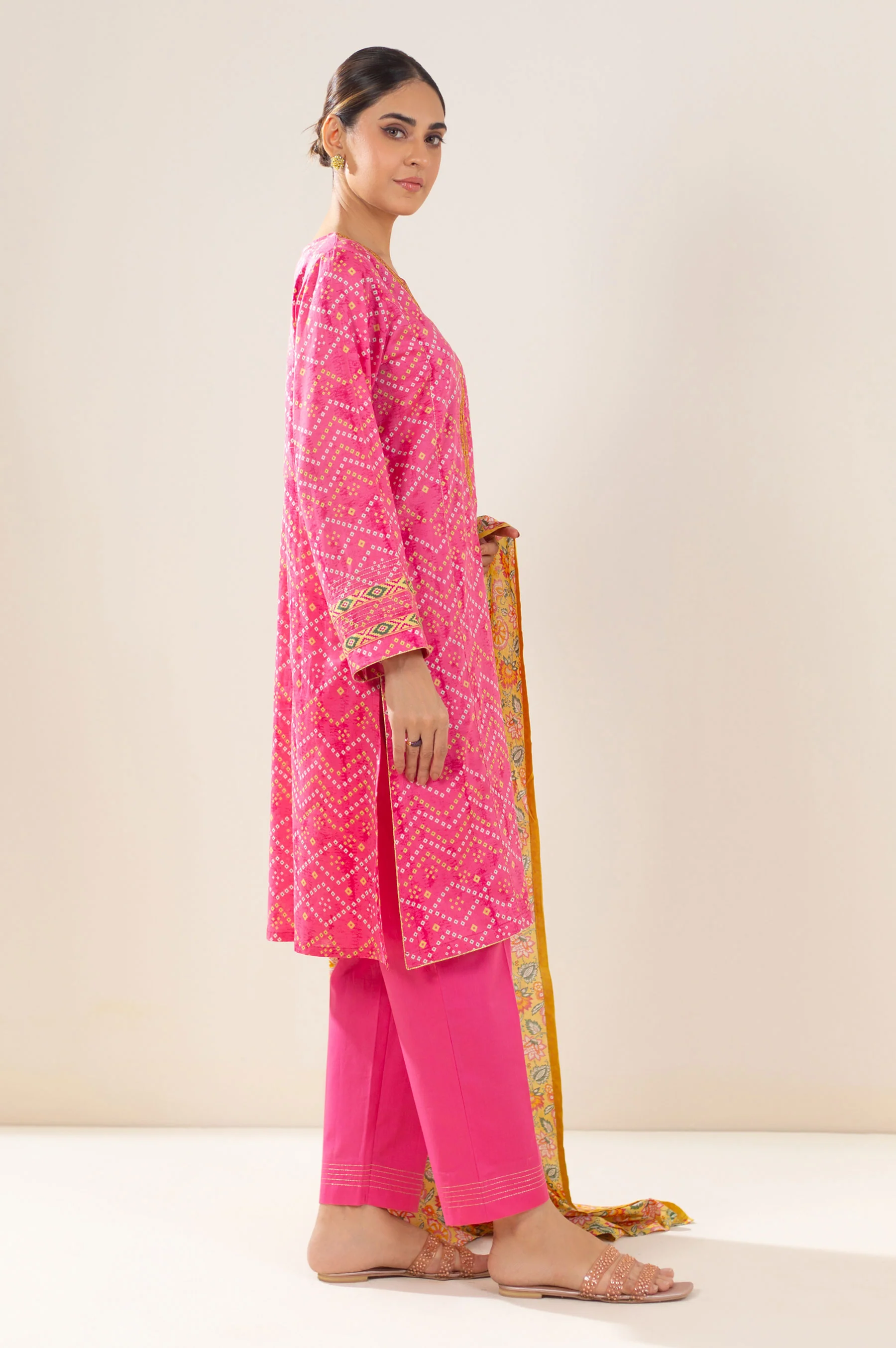 Stitched 3 Piece Embroidered Lawn Suit - Image 4