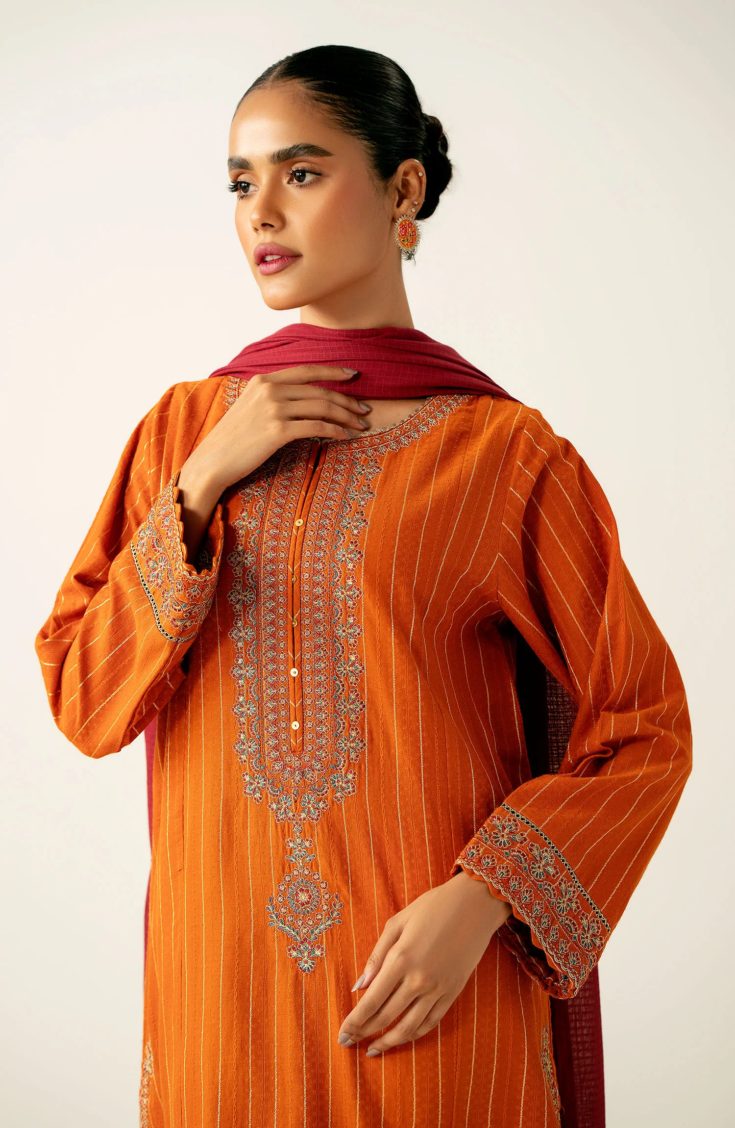 Stitched 3 Piece Embroidered Mysuri Suit - Image 3