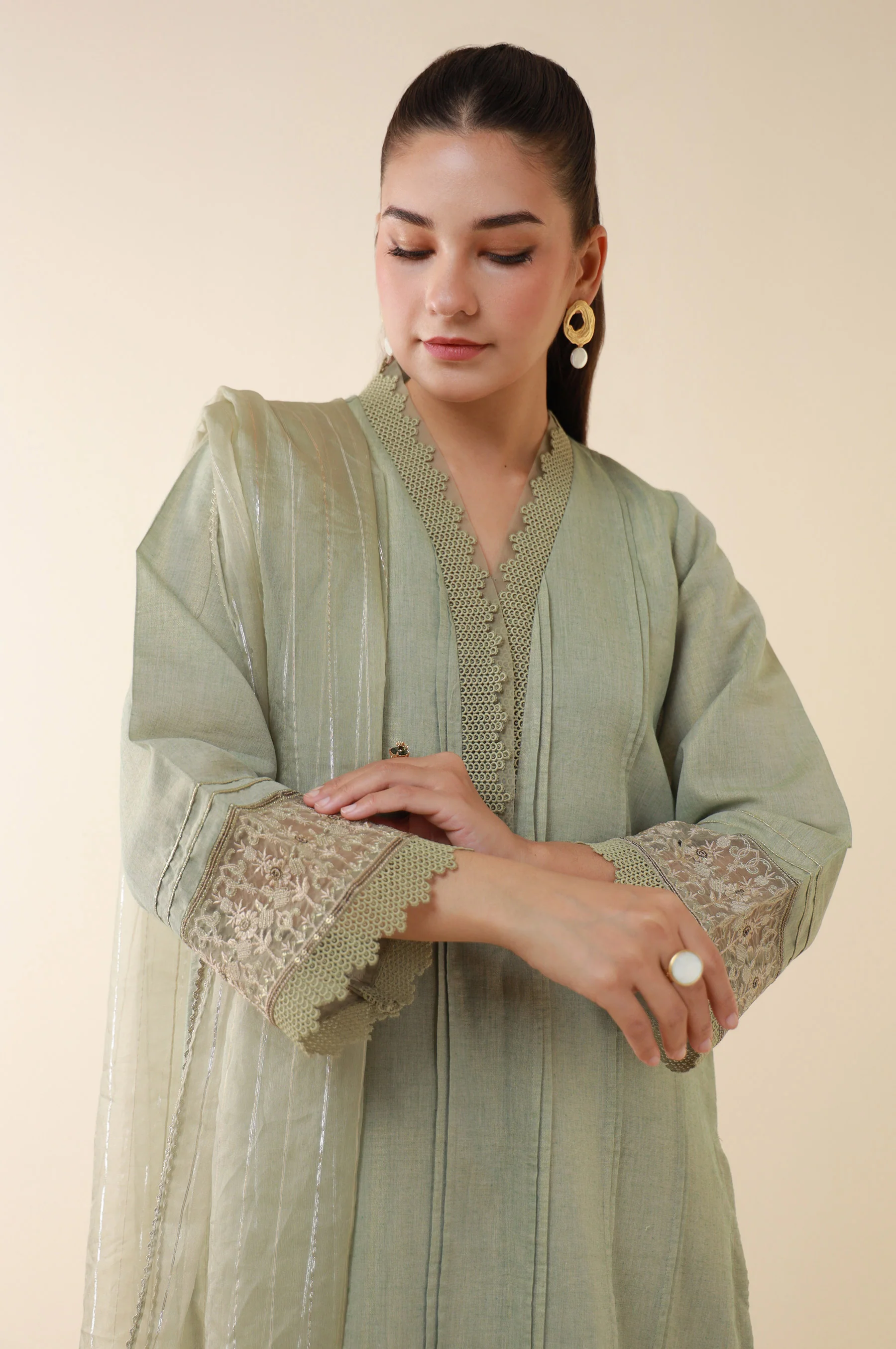 Stitched 3 Piece Embroidered Mysuri Suit - Image 2