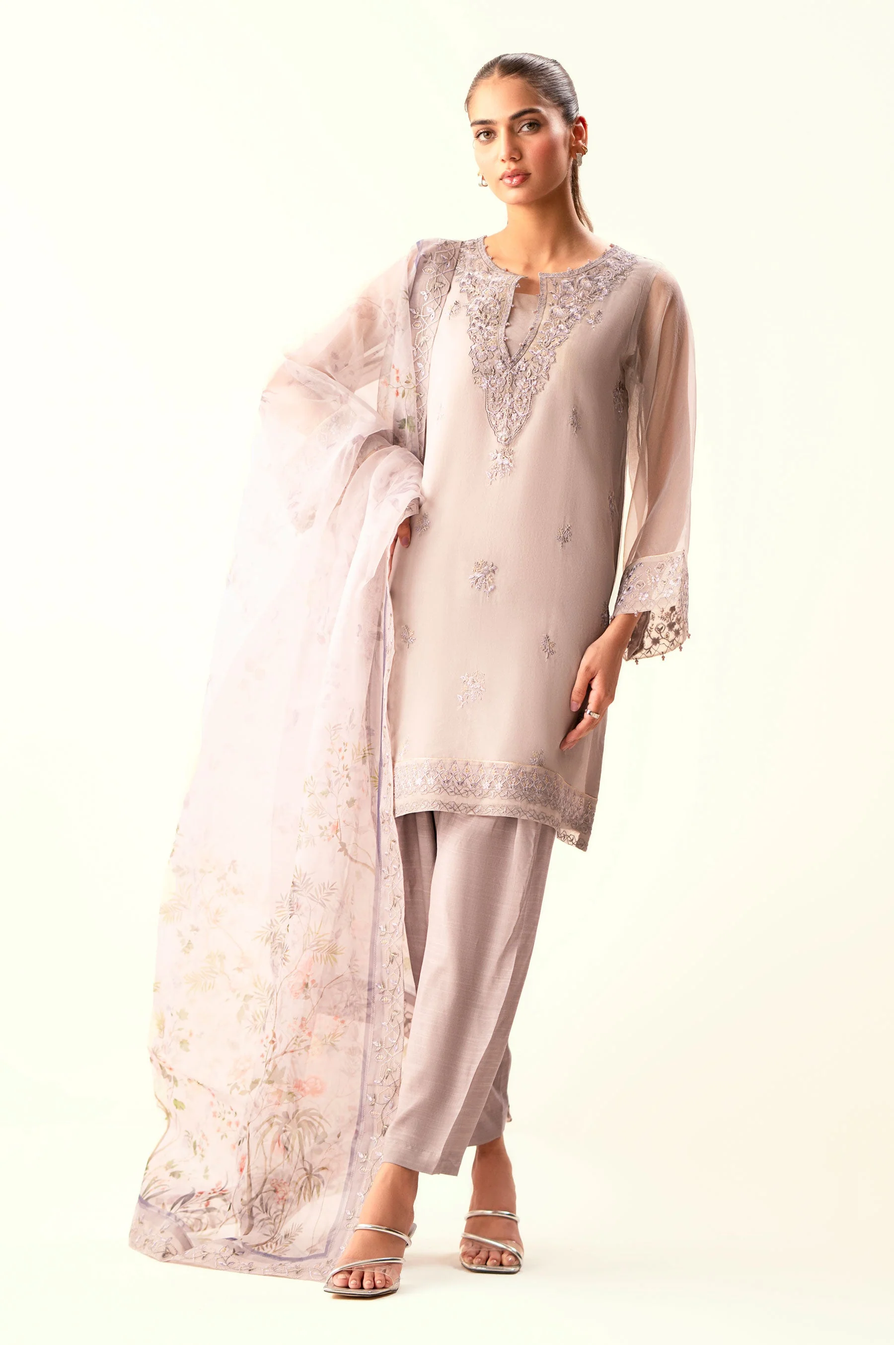 EMBROIDERED ORGANZA SUIT