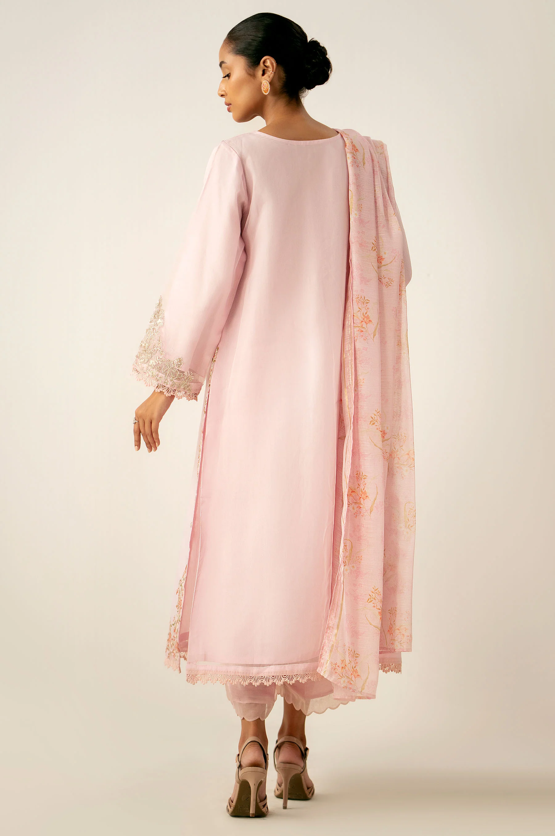 Stitched 3 Piece Embroidered Organza Suit - Image 5
