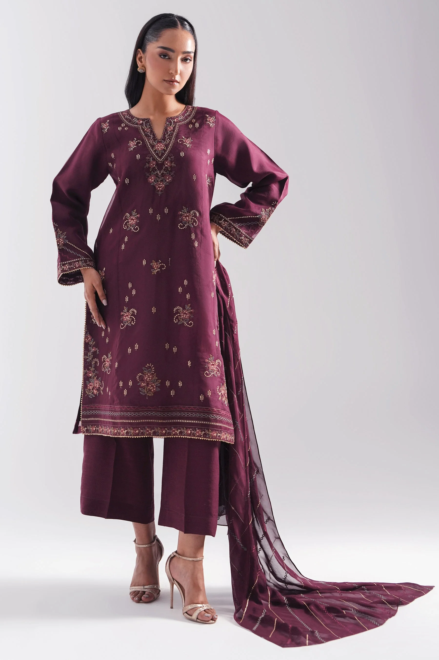 EMBROIDERED ORGANZA SUIT (FACTORY E-OUTLET) - Image 5