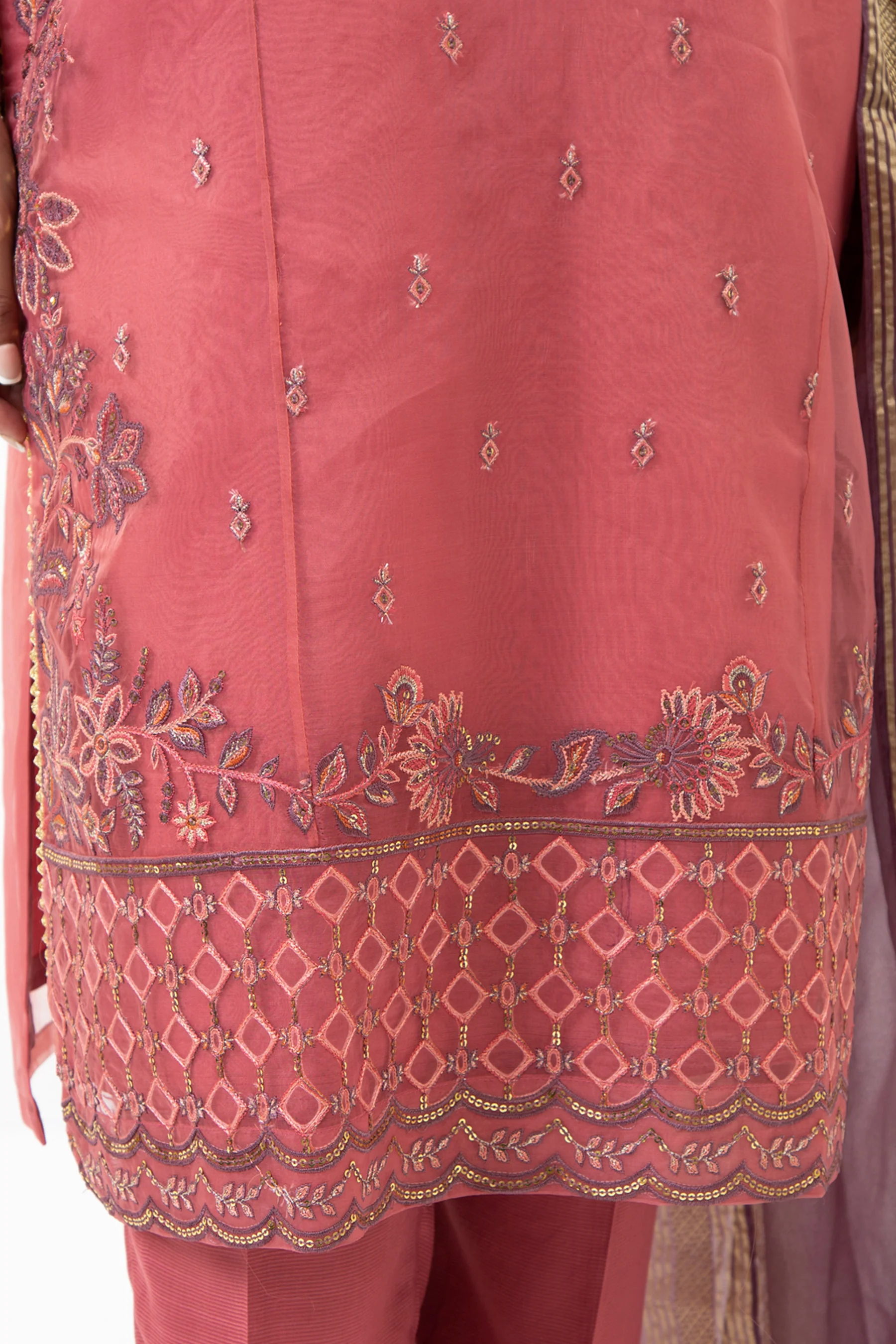 STITCHED EMBROIDERED ORGANZA SUIT - Image 7