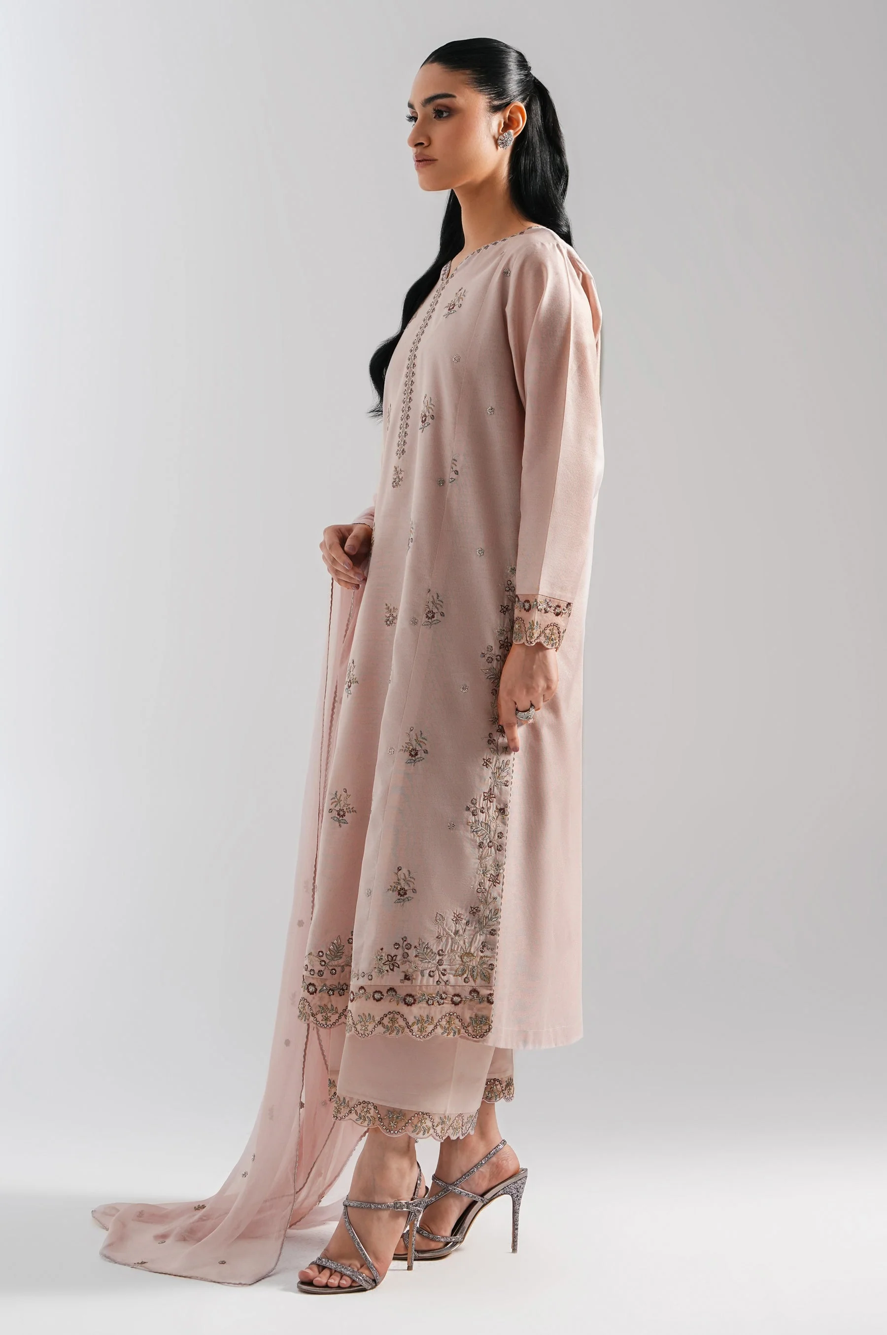 STITCHED EMBROIDERED ORGANZA SUIT (FACTORY E-OUTLET) - Image 3