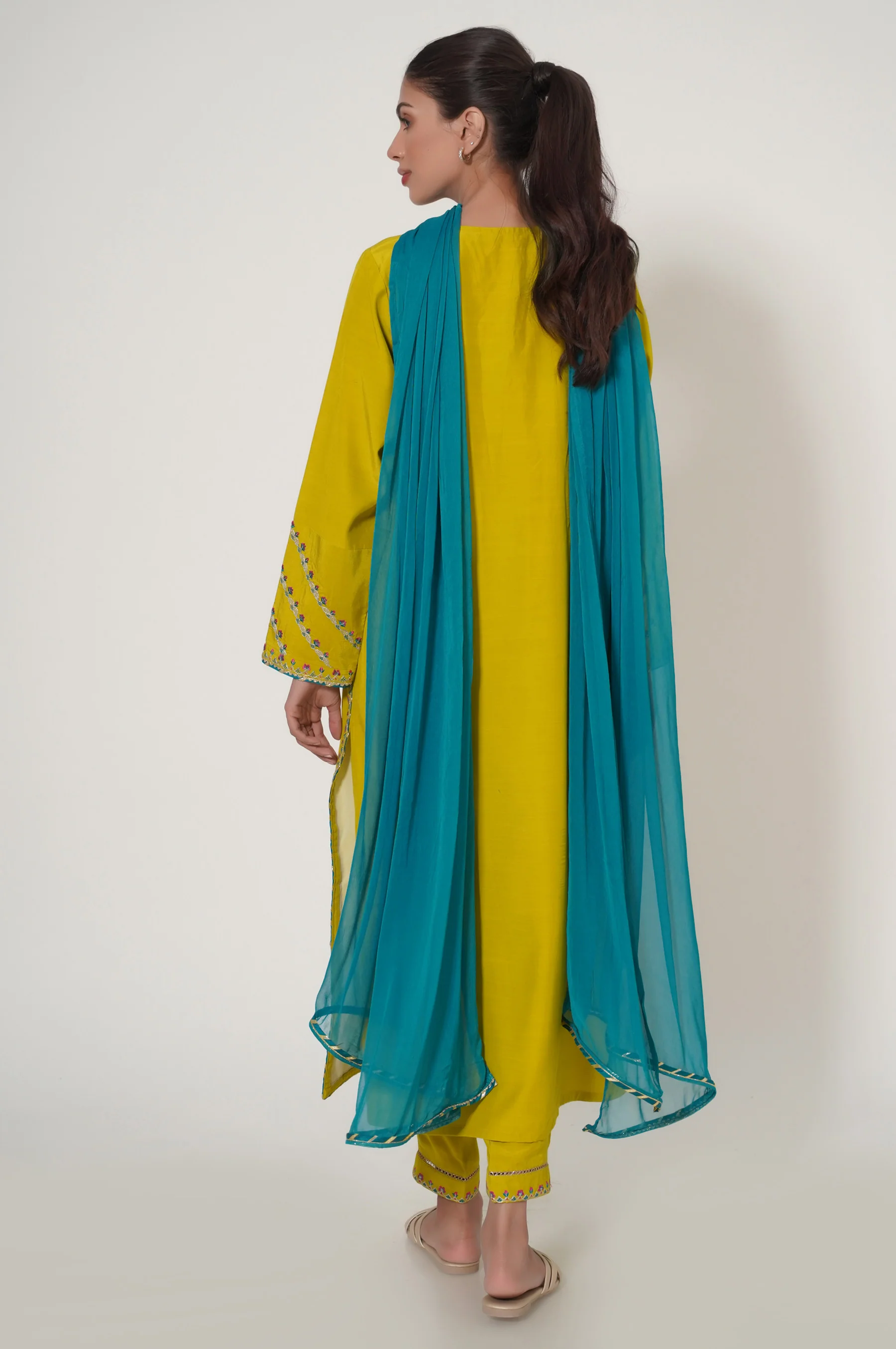 Stitched 3 Piece Embroidered Raw Silk - Image 3