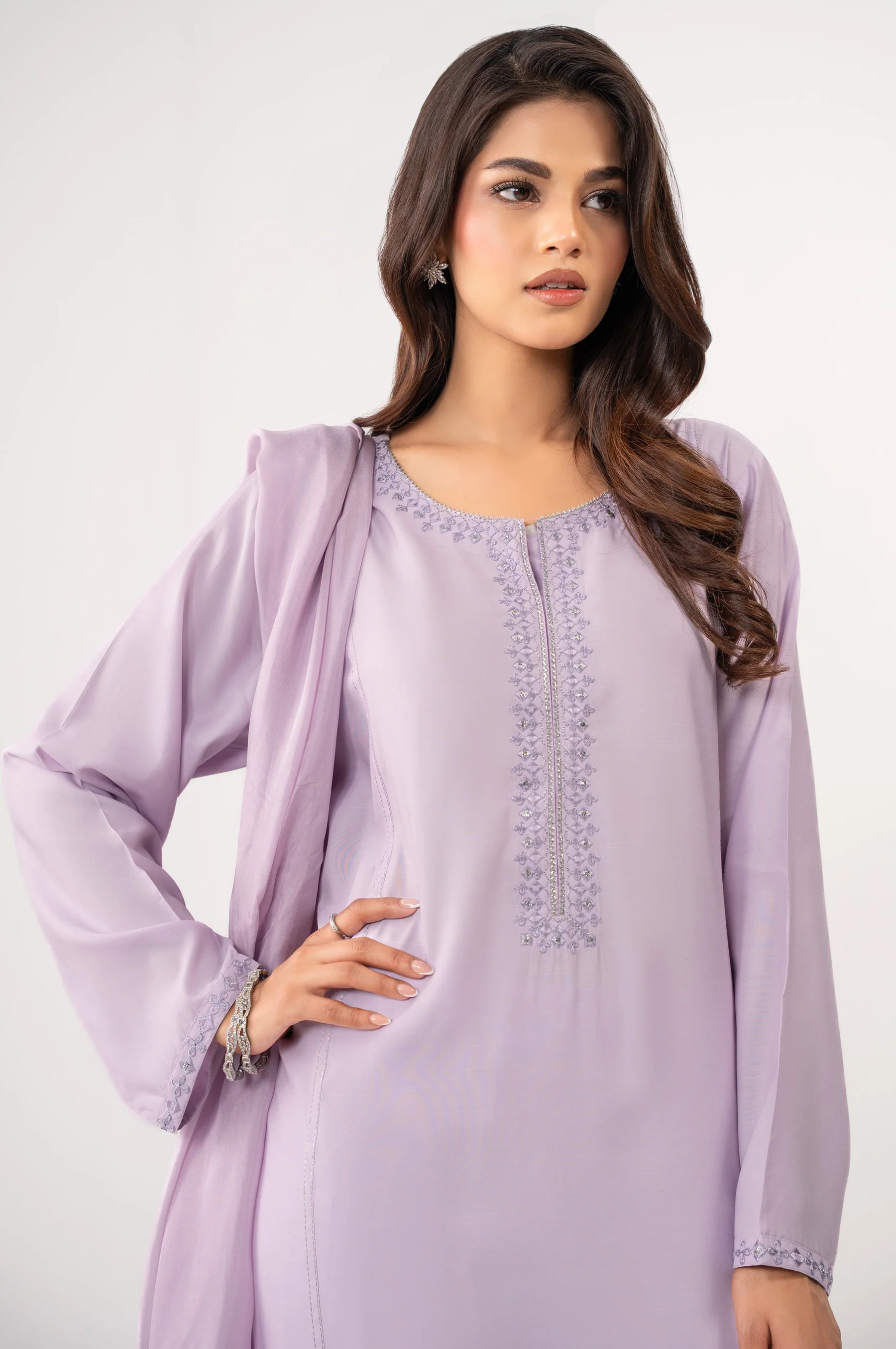 STITCHED EMBROIDERED RAW SILK SUIT - Image 2