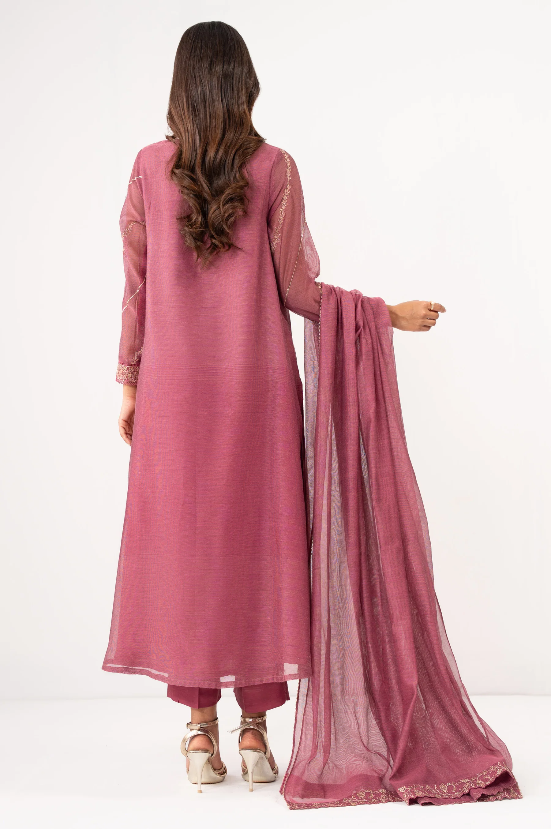 STITCHED EMBROIDERED KHADDI NET SUIT - Image 2