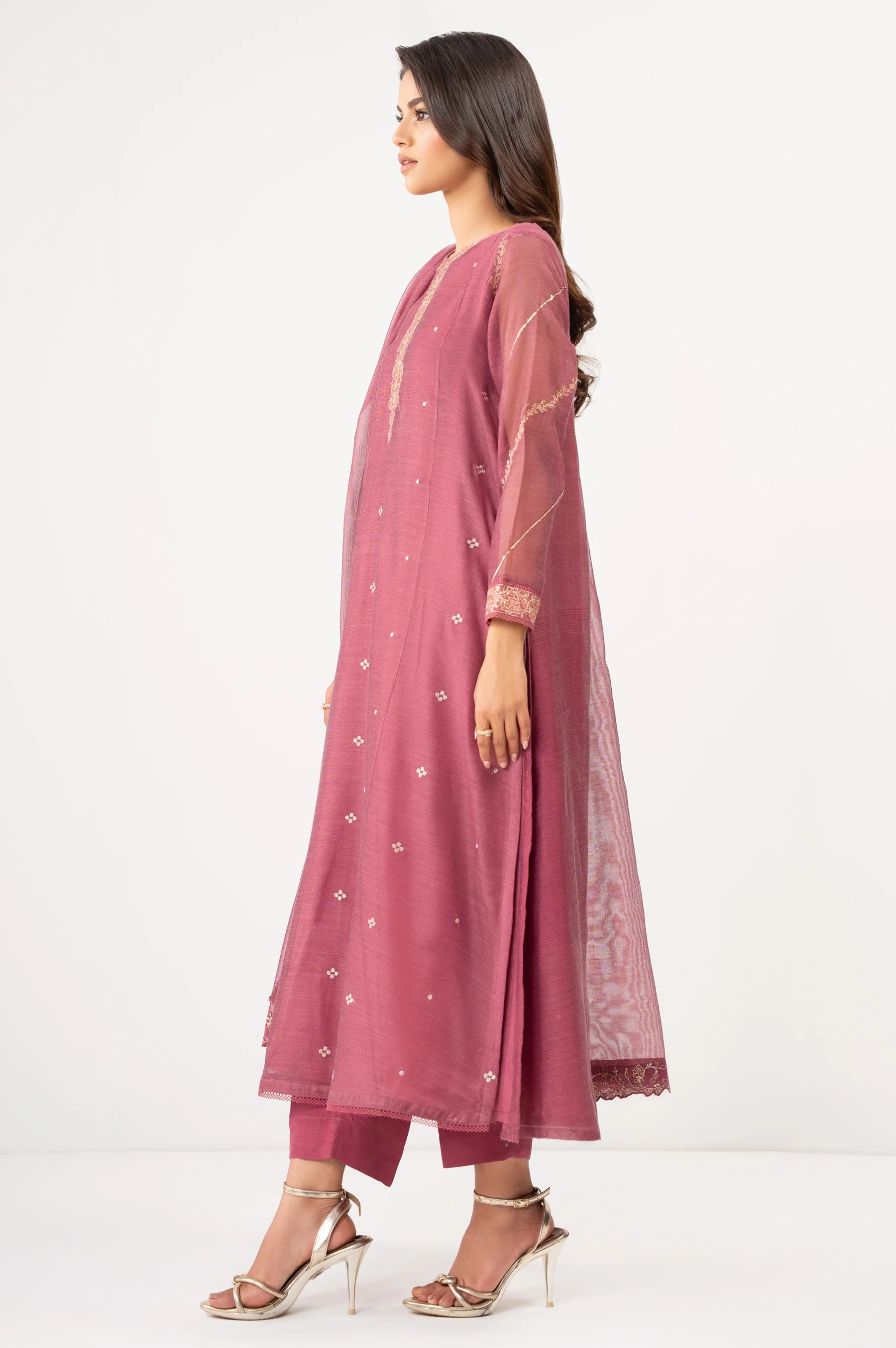 STITCHED EMBROIDERED KHADDI NET SUIT - Image 4