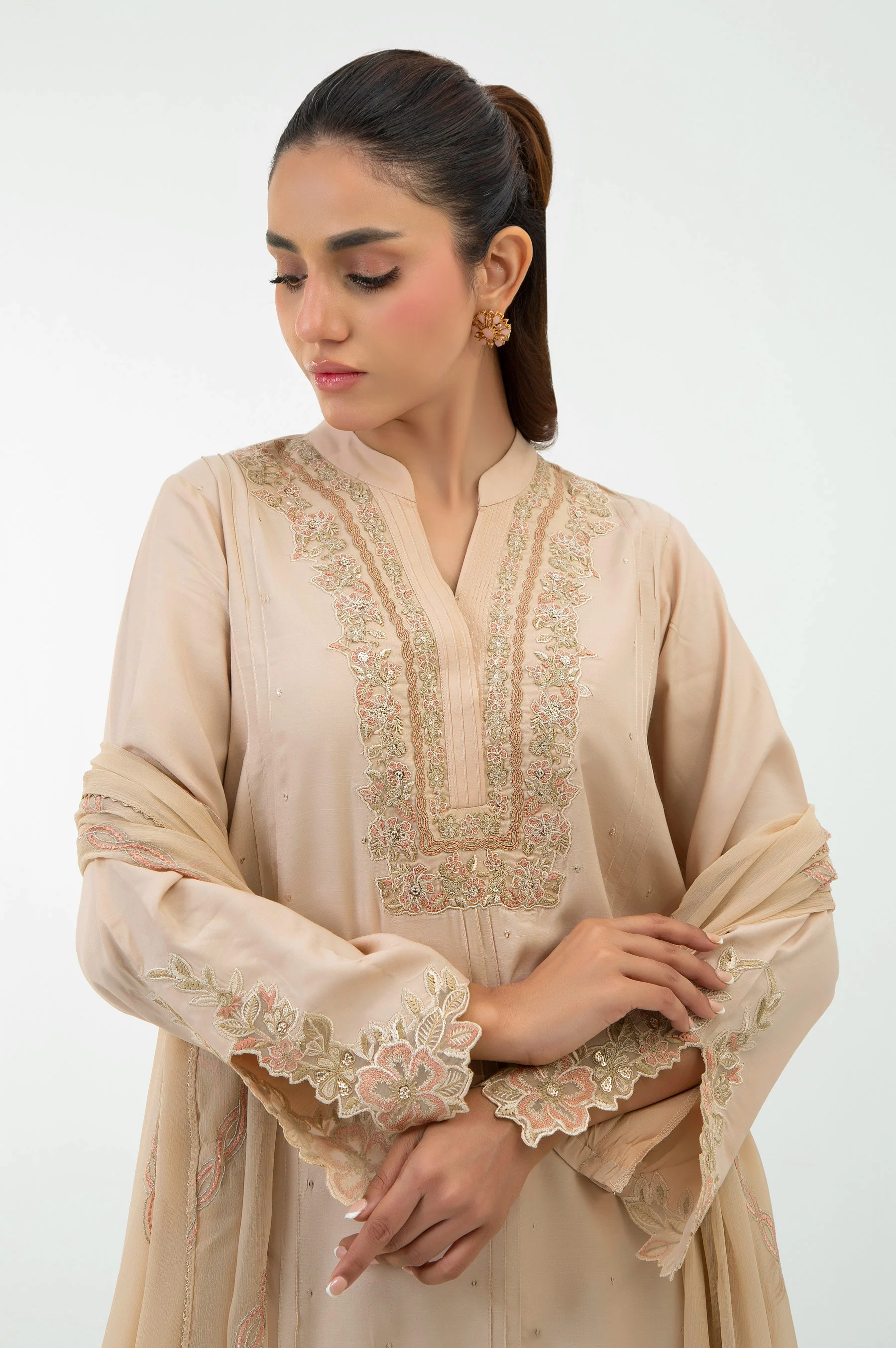 STITCHED EMBROIDERED RAW SILK SUIT - Image 2