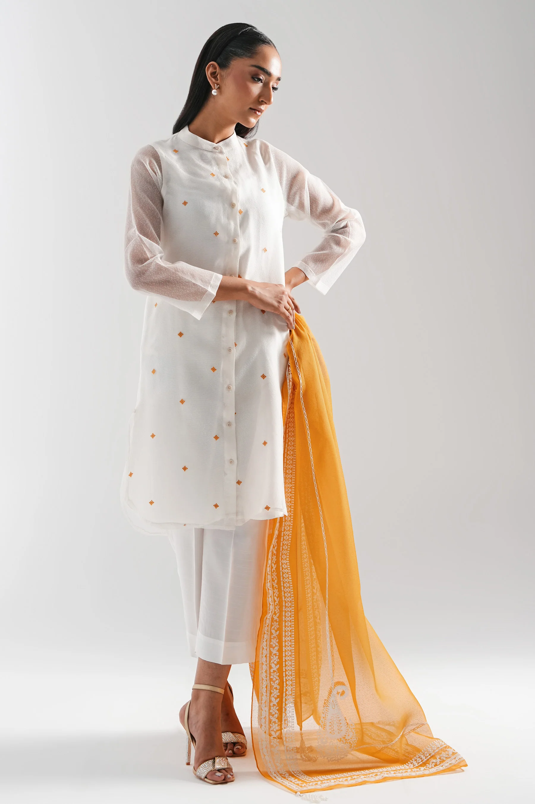 STITCHED EMBROIDERED RAW SILK SUIT - Image 6
