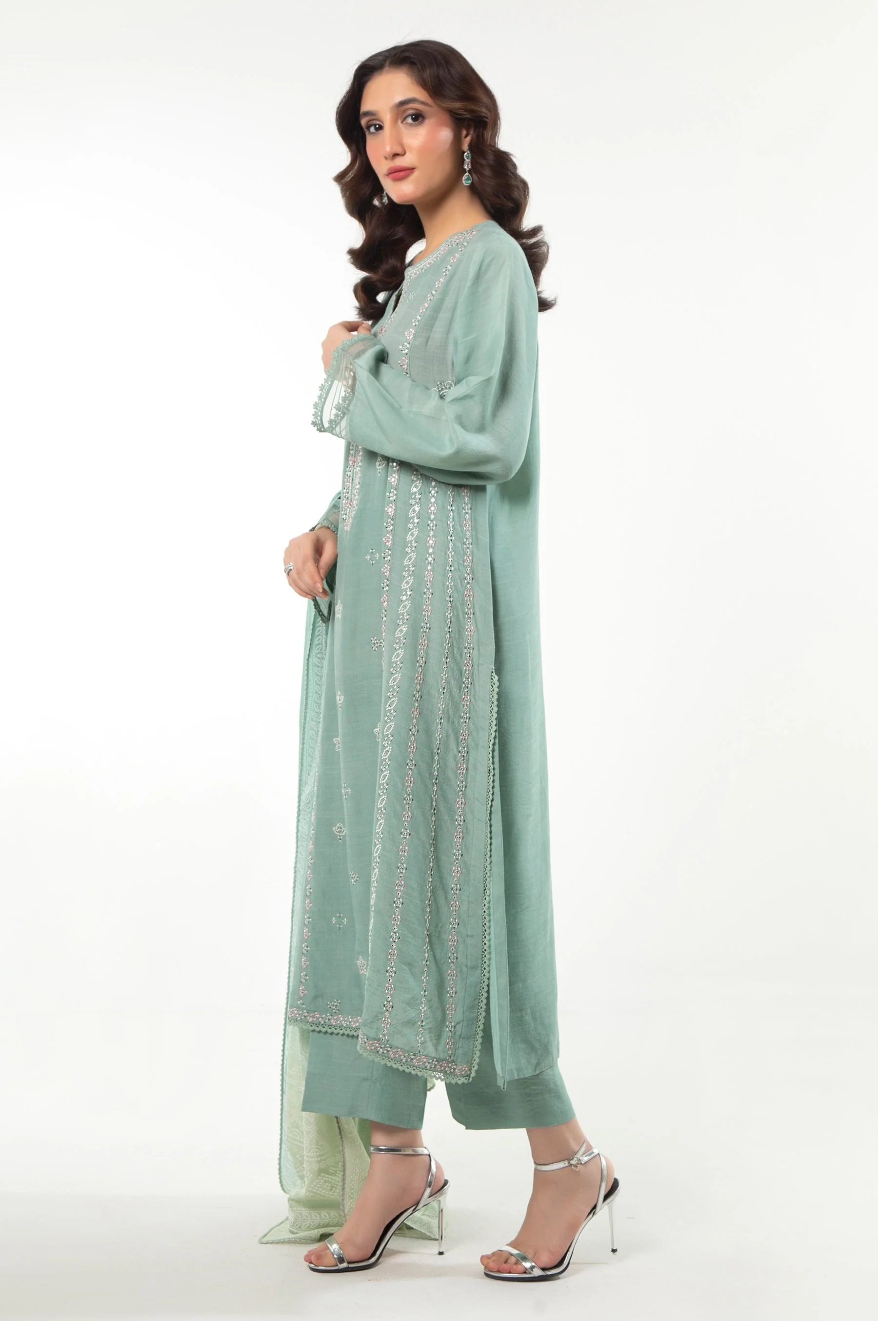 STITCHED RAW SILK EMBROIDERED SUIT (FACTORY E-OUTLET) - Image 3