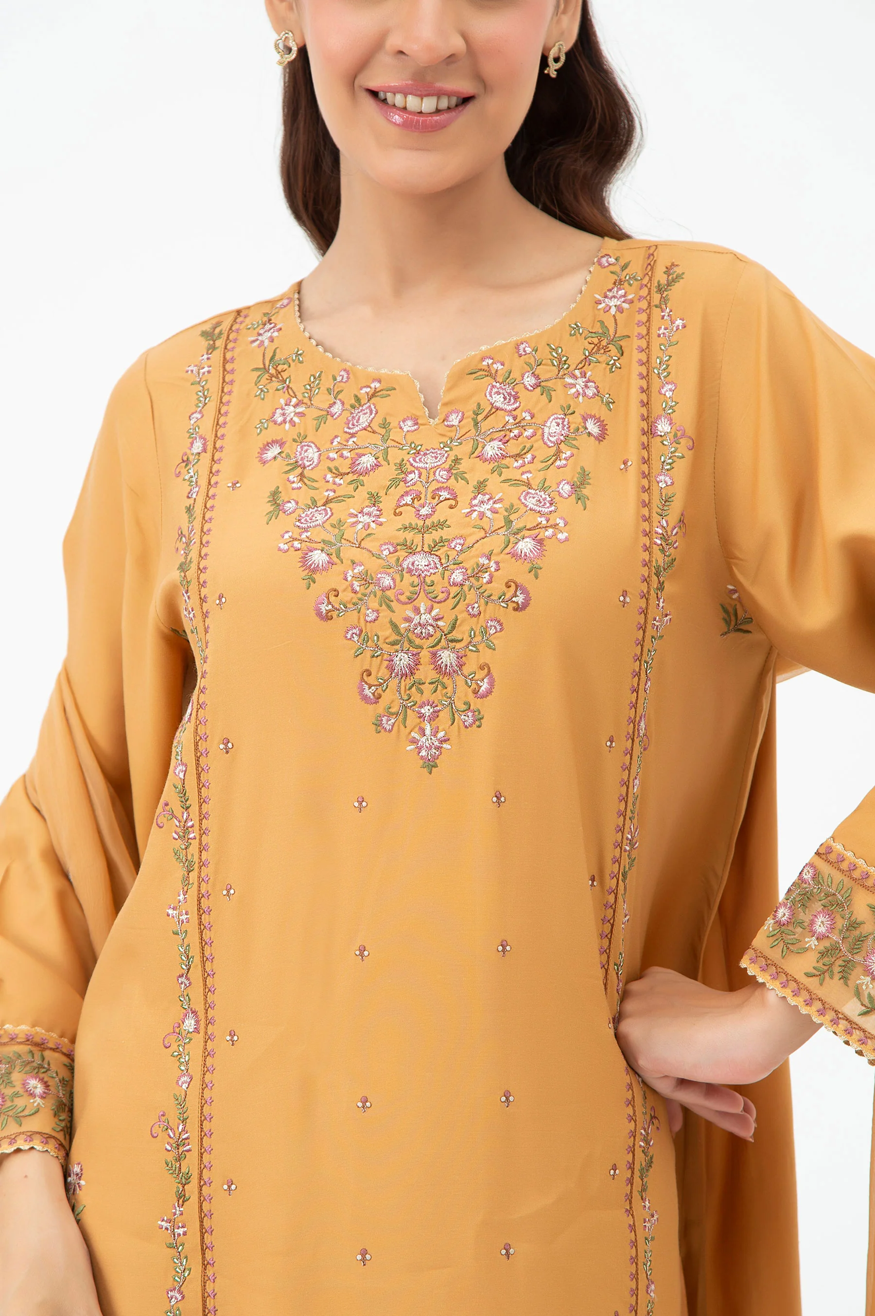 STITCHED EMBROIDERED RAW SILK SUIT - Image 2