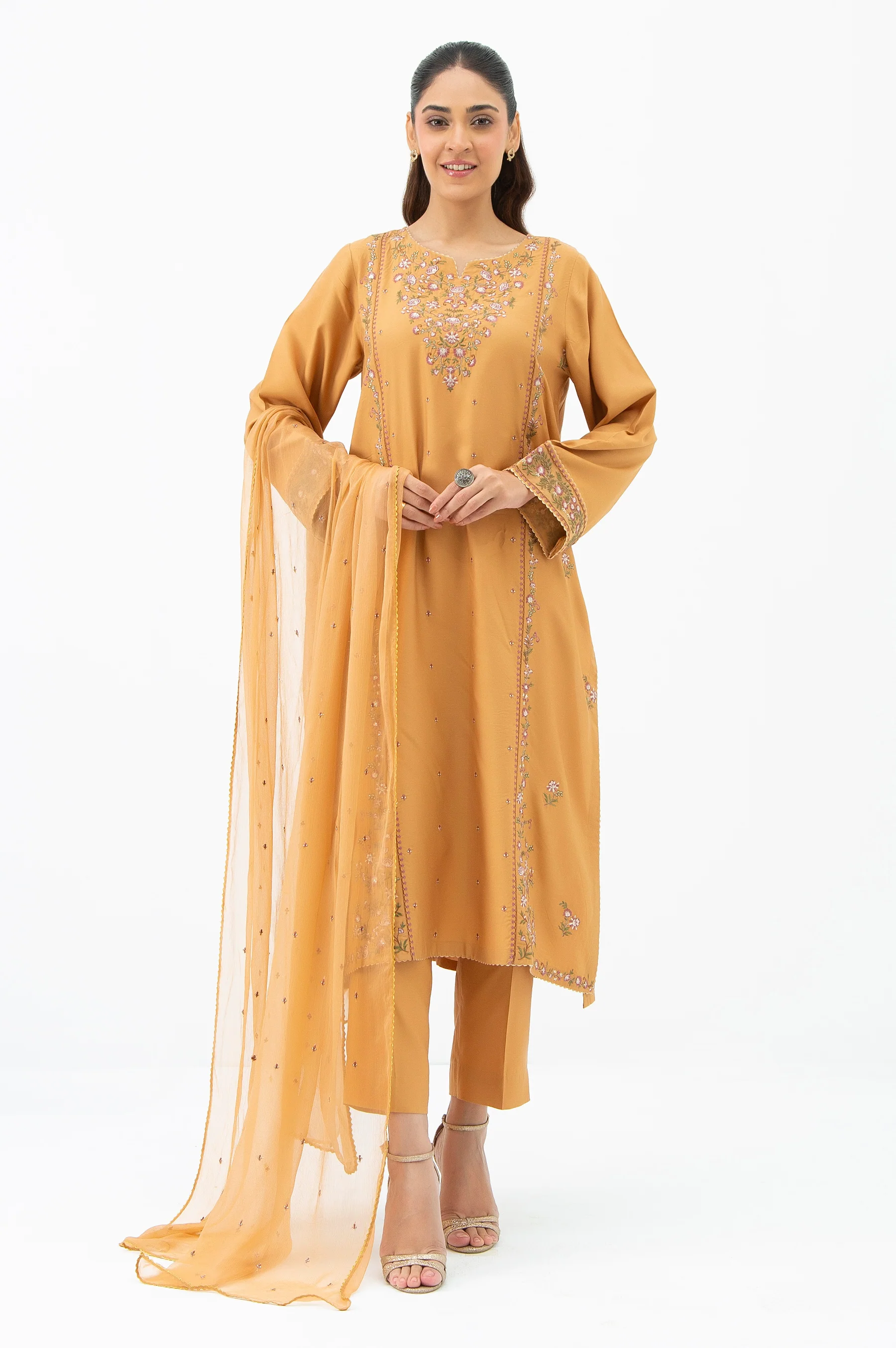 STITCHED EMBROIDERED RAW SILK SUIT - Image 4