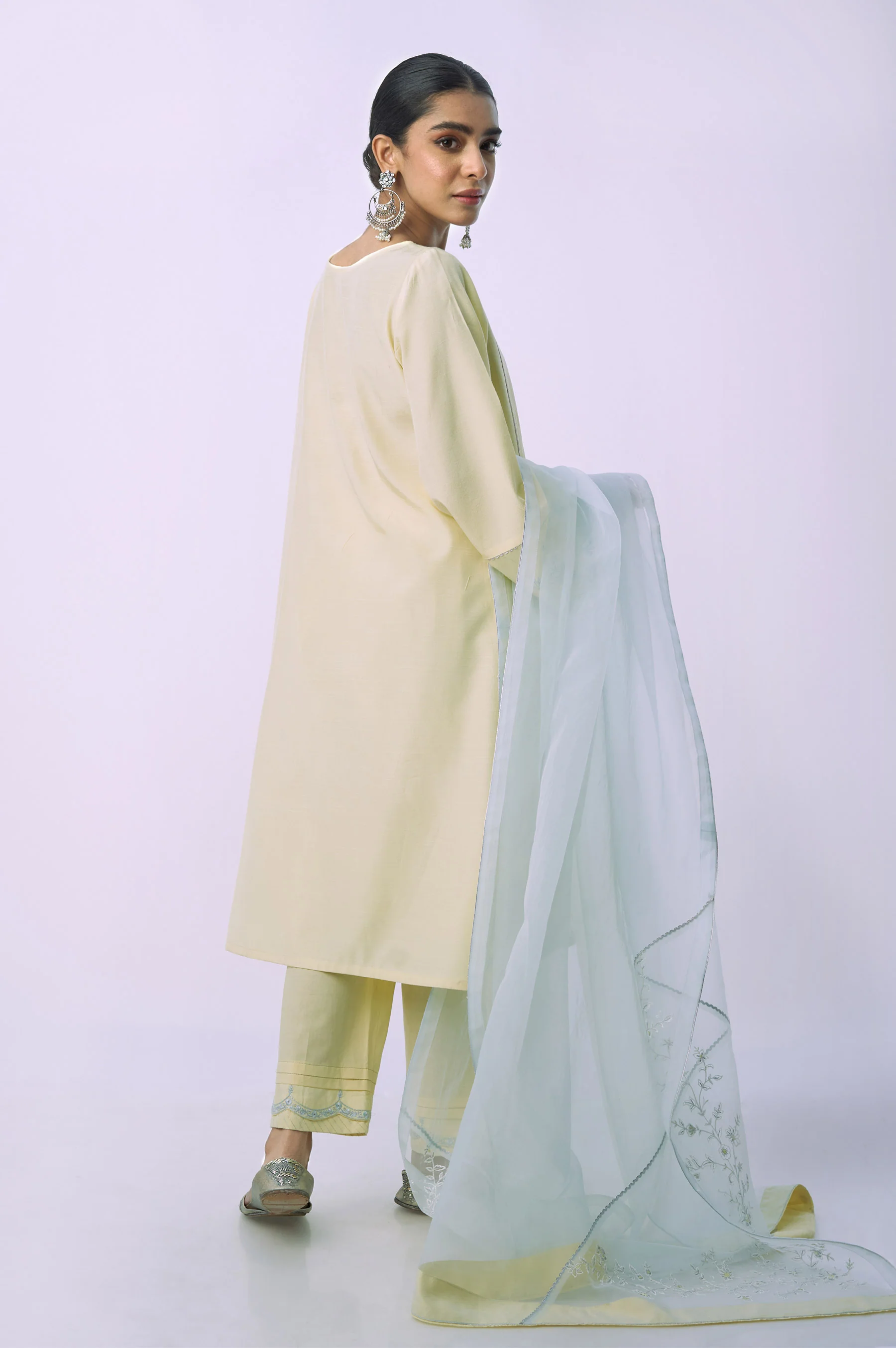 Stitched 3 Piece Embroidered Raw Silk Suit - Image 3