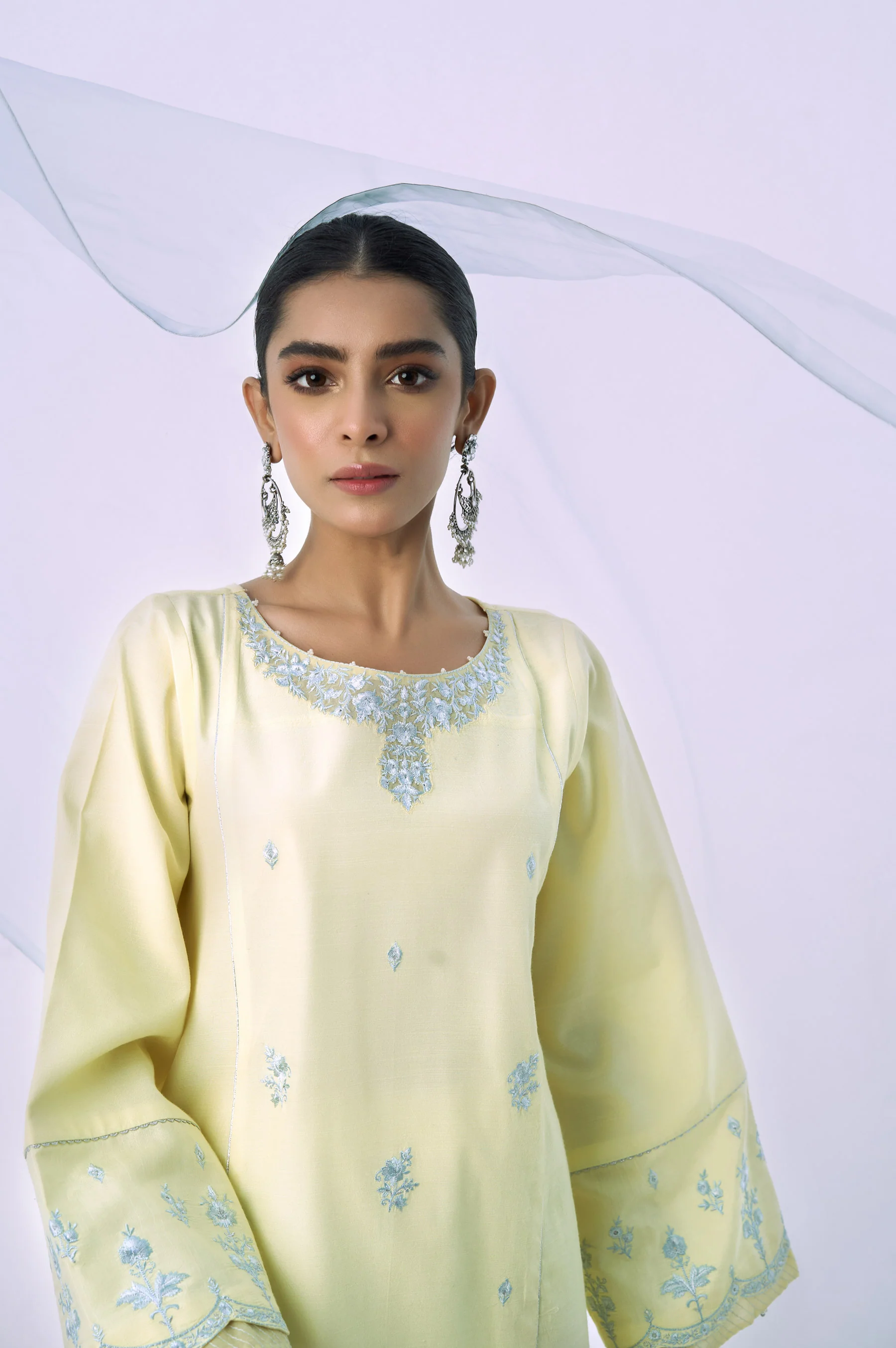 Stitched 3 Piece Embroidered Raw Silk Suit - Image 4