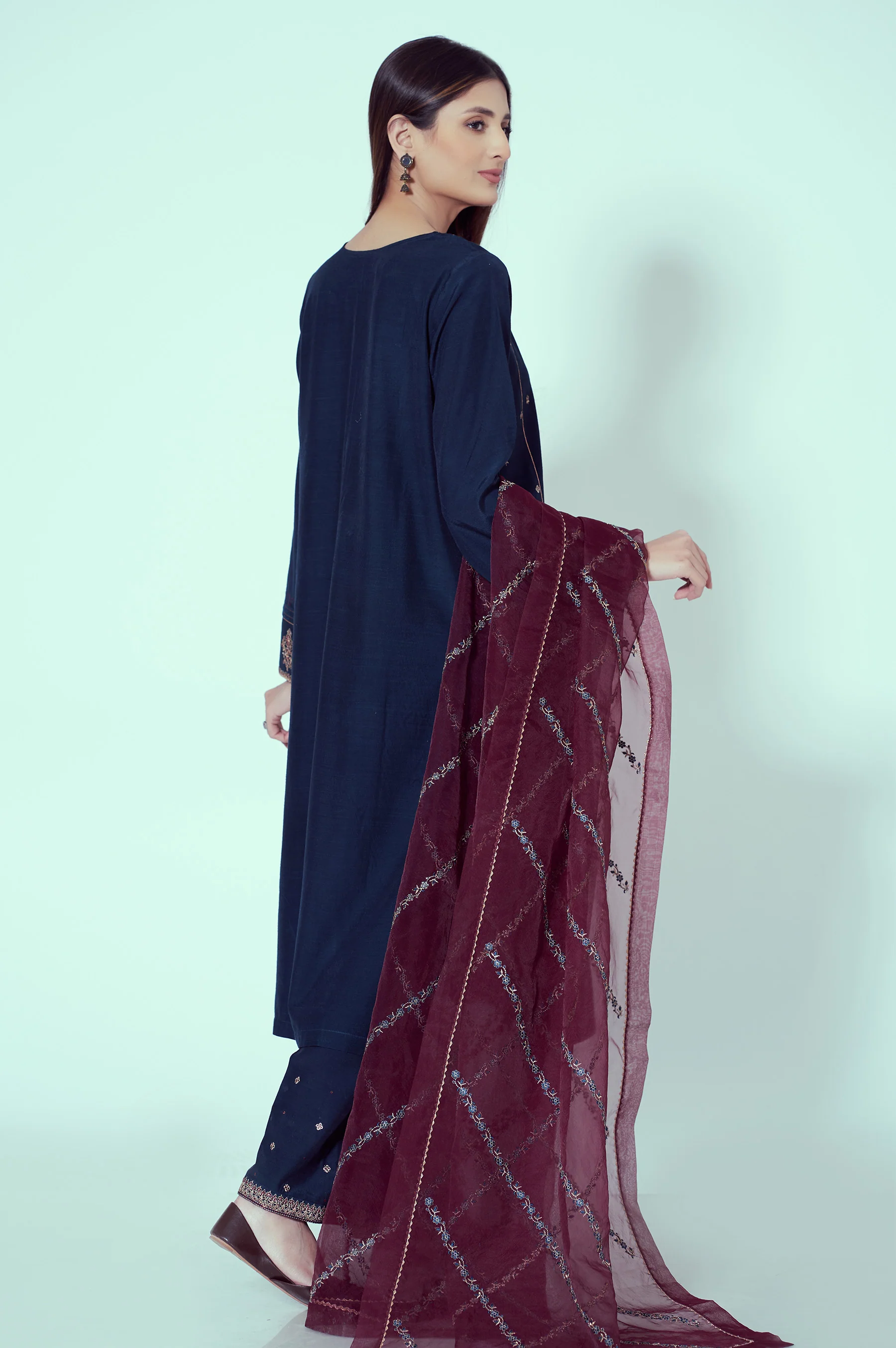 Stitched 3 Piece Embroidered Suit - Image 4