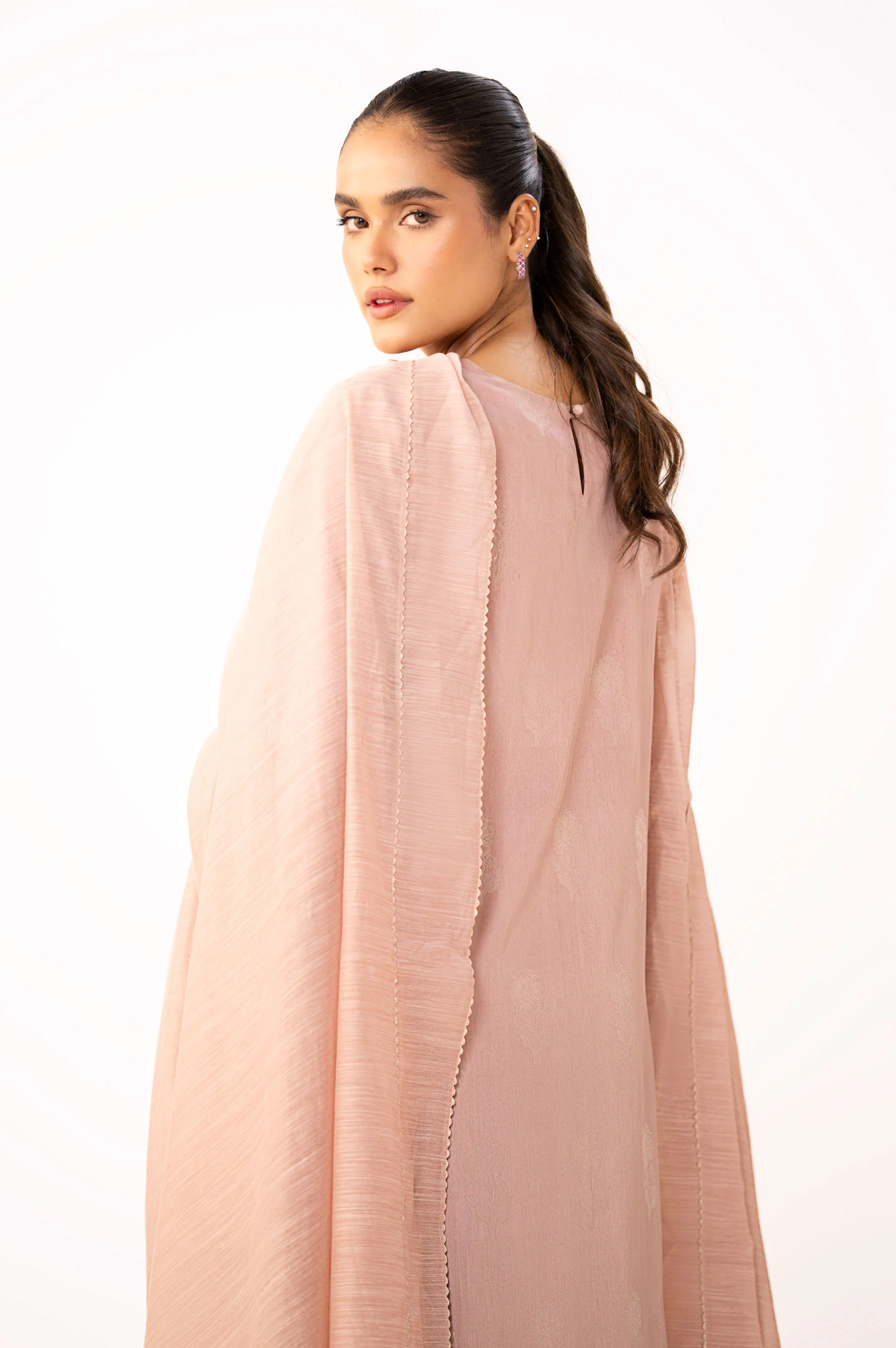 Stitched 3 Piece Embroidered Self Jacquard Suit - Image 5